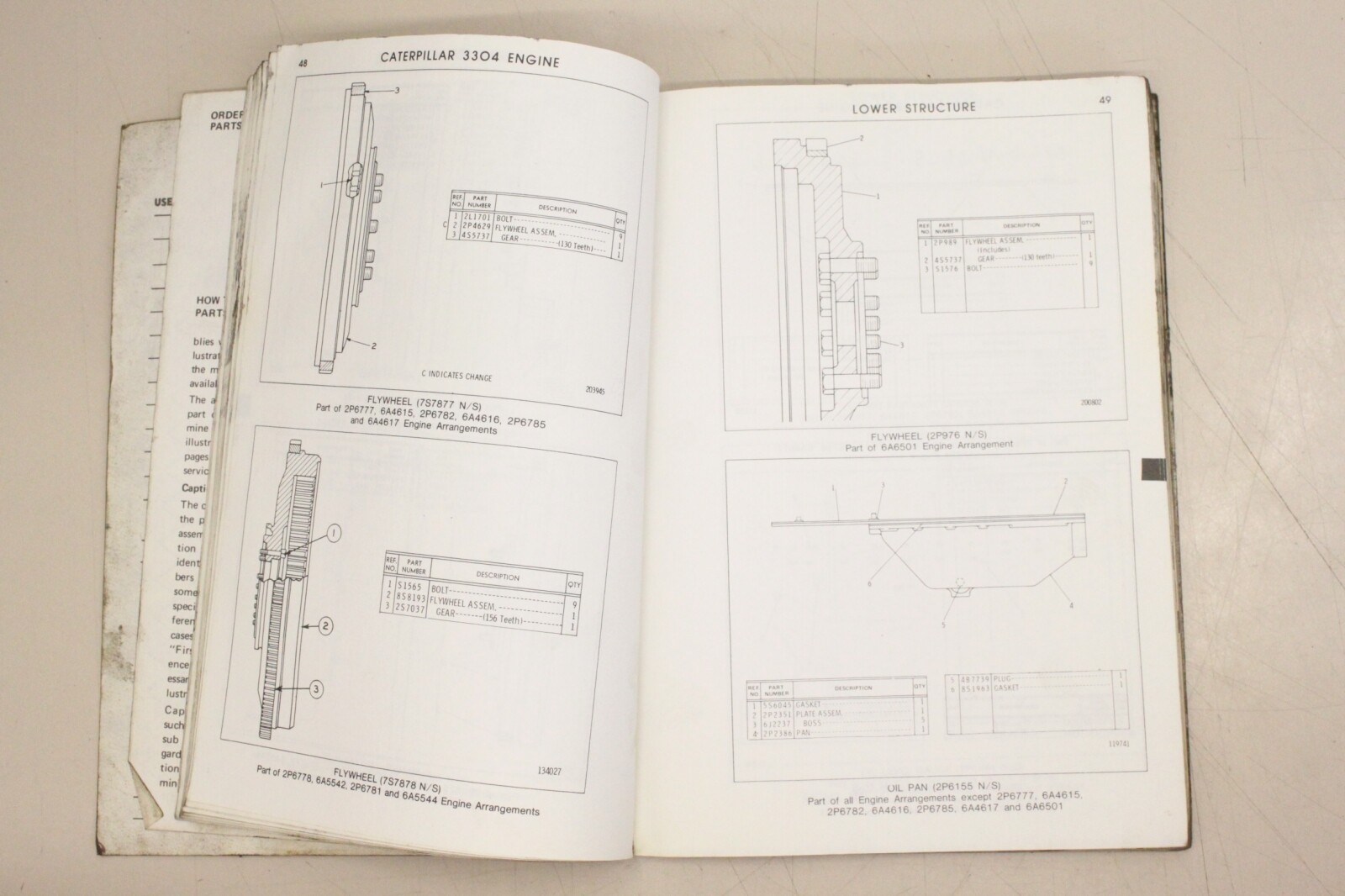 CATEPILLAR CAT PARTS BOOK 3304 Engine 1974 Ersatzteileliste UEH0826S