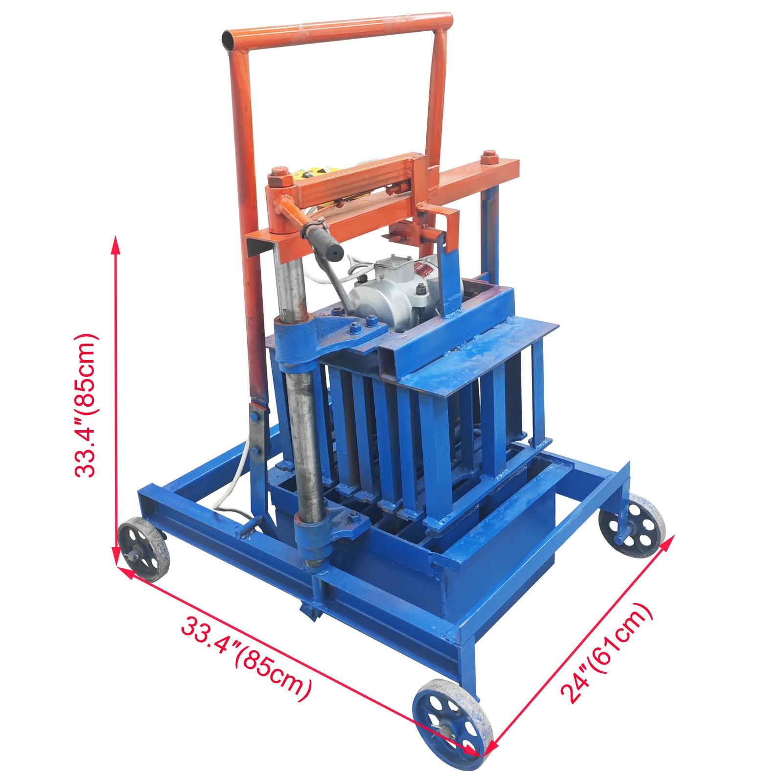 H4-hole mold Hand-propelled Hollow Soil Block Brick Molding Machine 220V 550W