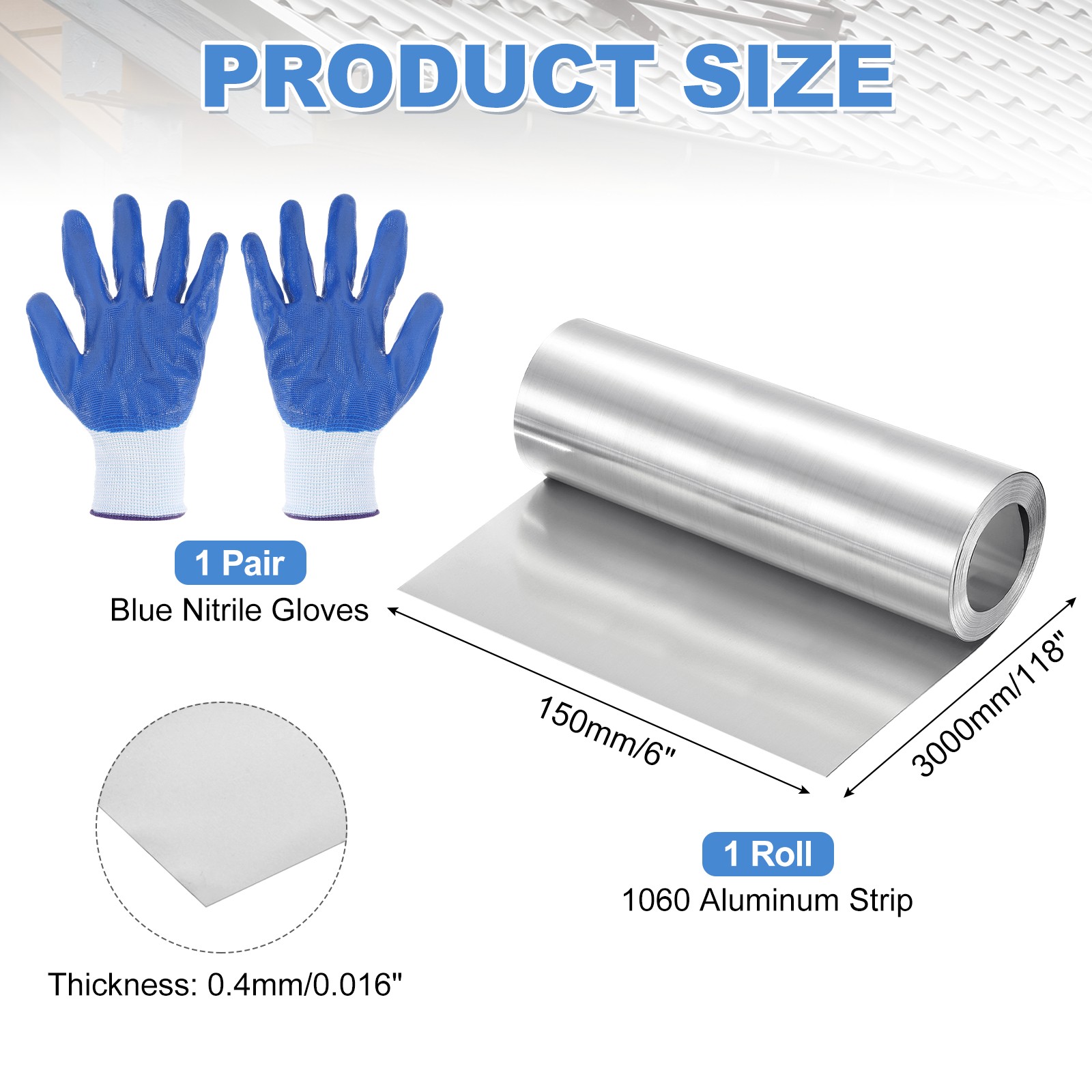1060 Aluminum Flashing Roll, 118″ X6″ X0.016″ Aluminum Roof Panels