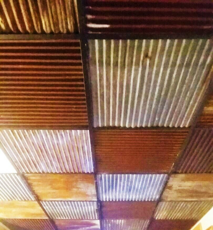 Reclaimed Corrugated Metal Sheet 2×2 Vintage Decor Drop Ceiling Tiles 40 sq.ft.