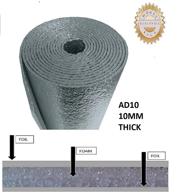 R24 HVAC Duct Wrap REFLECTIVE Insulation 2-Sided Foam Core 4FT X 25FT (20mm)