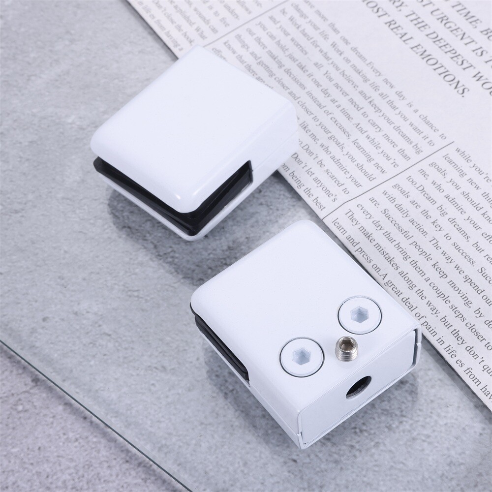 8Pcs Square Glass Clamps White for Indoor Outdoor Glass Shelves Bathroom Shower