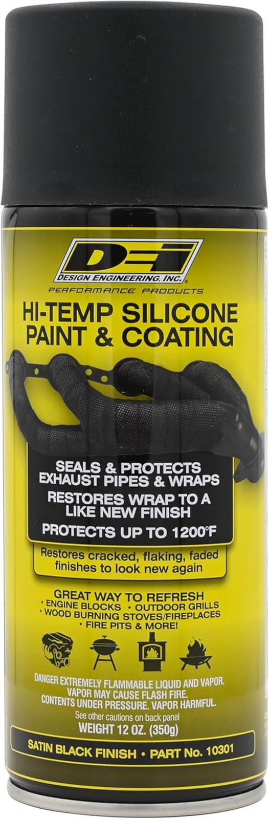 Design Engineering 010301 High-Temperature Silicone Coating Spray – Black, 1 CAN