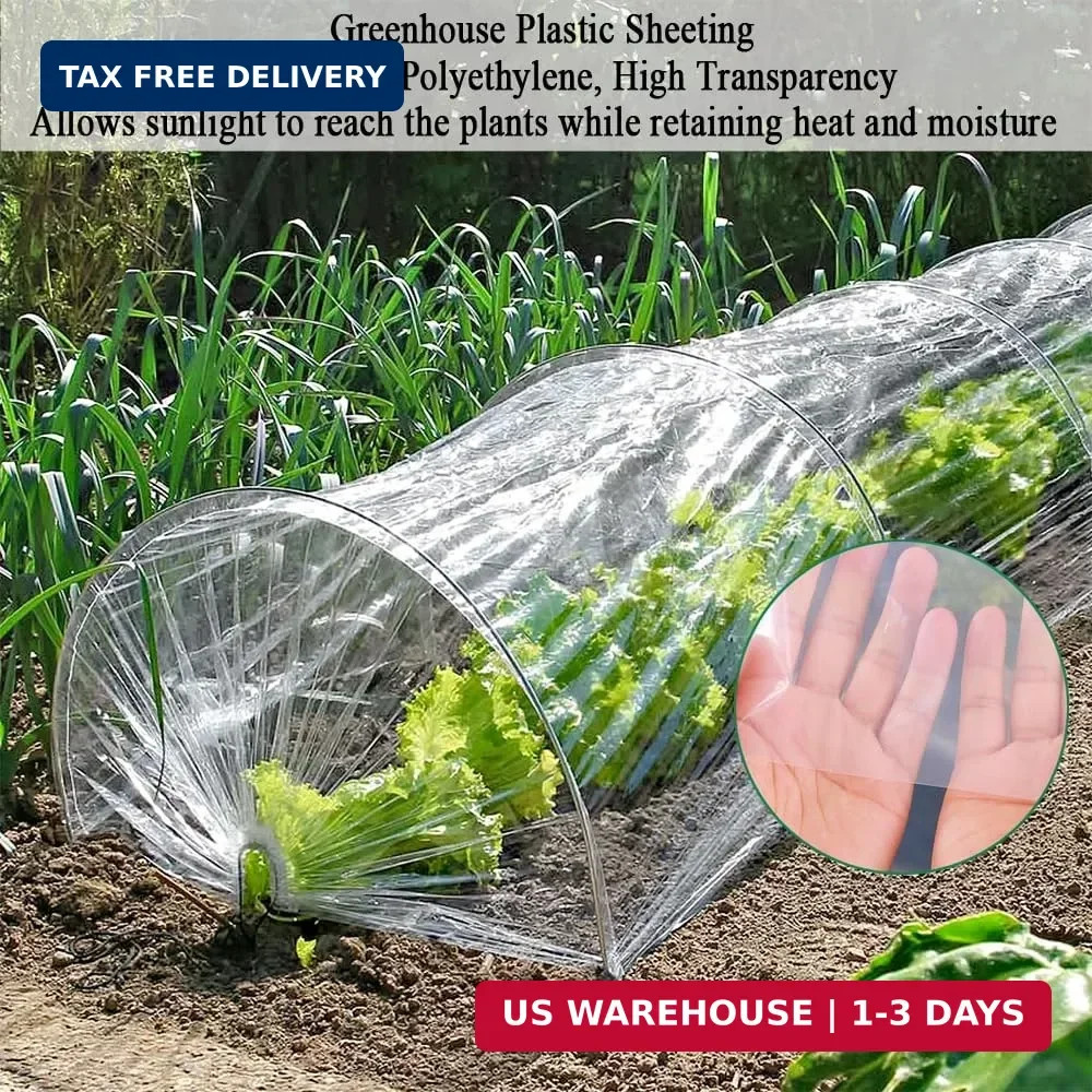 12 x 25 FT Lightweight Clear Plastic Sheeting, 2.4 Mil Poly Film | Floating Row