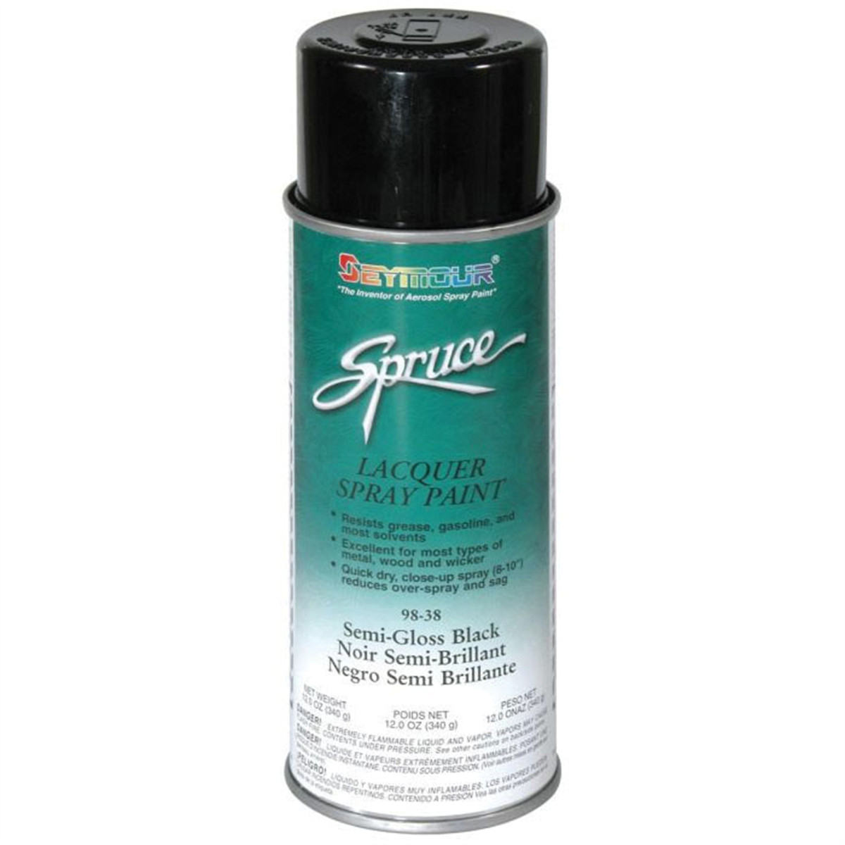Seymour Spruce 98-38 Fast Drying Lacquer Spray Paint, 16 fl-oz Aerosol Can, Bla