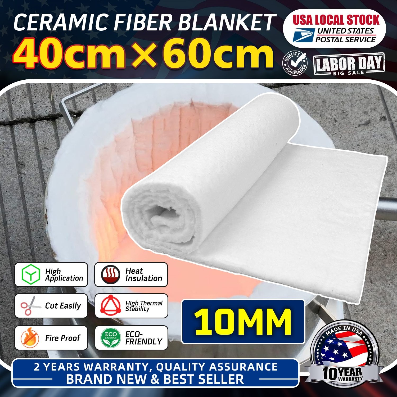 Ceramic Fiber Insulation Mat Fire Resistant Easy to cut For Boilers 40cm×60cm