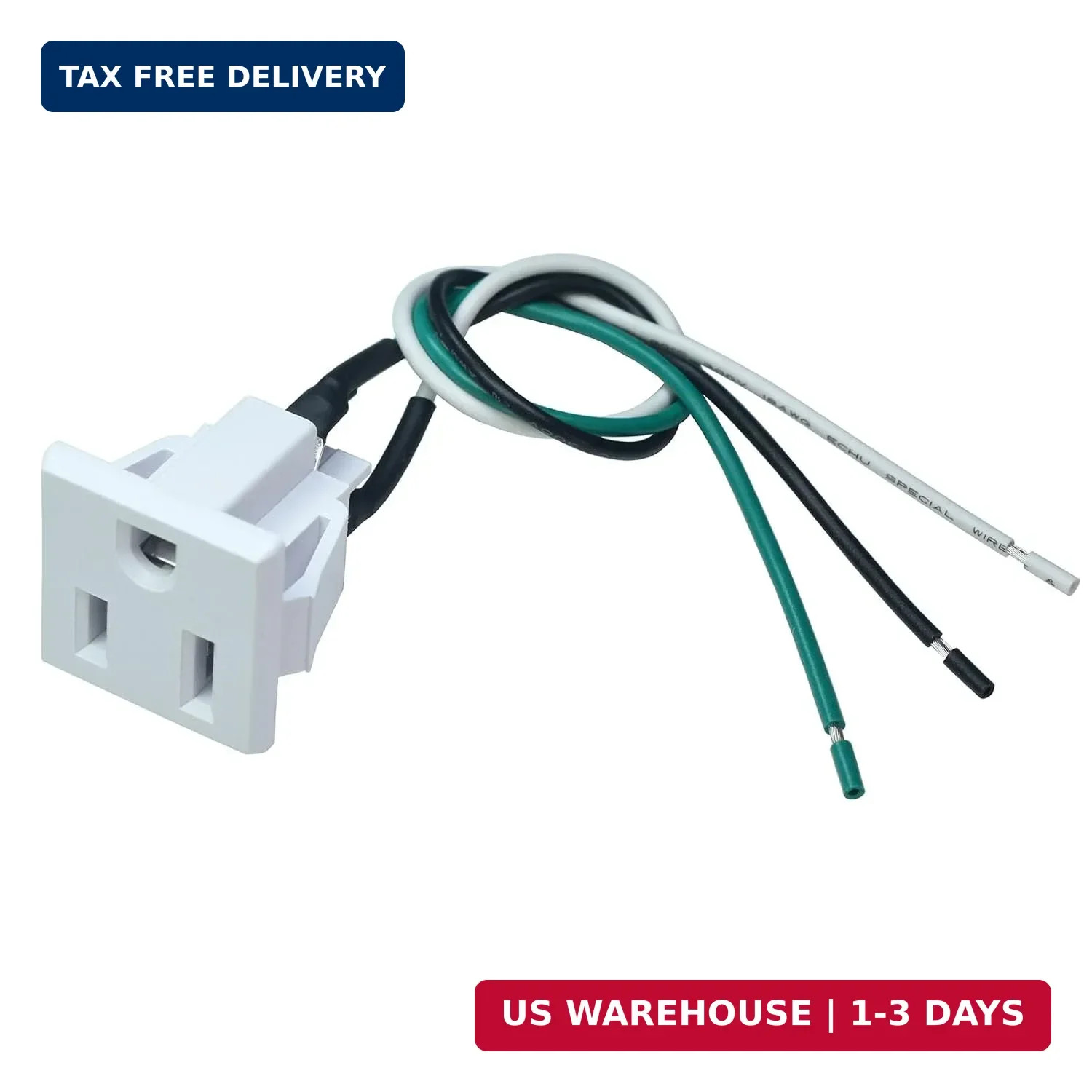 2Pcs White 3 Pins US Power Socket Plug Panel 10A 125V AC Panel Mount Outlet Indu