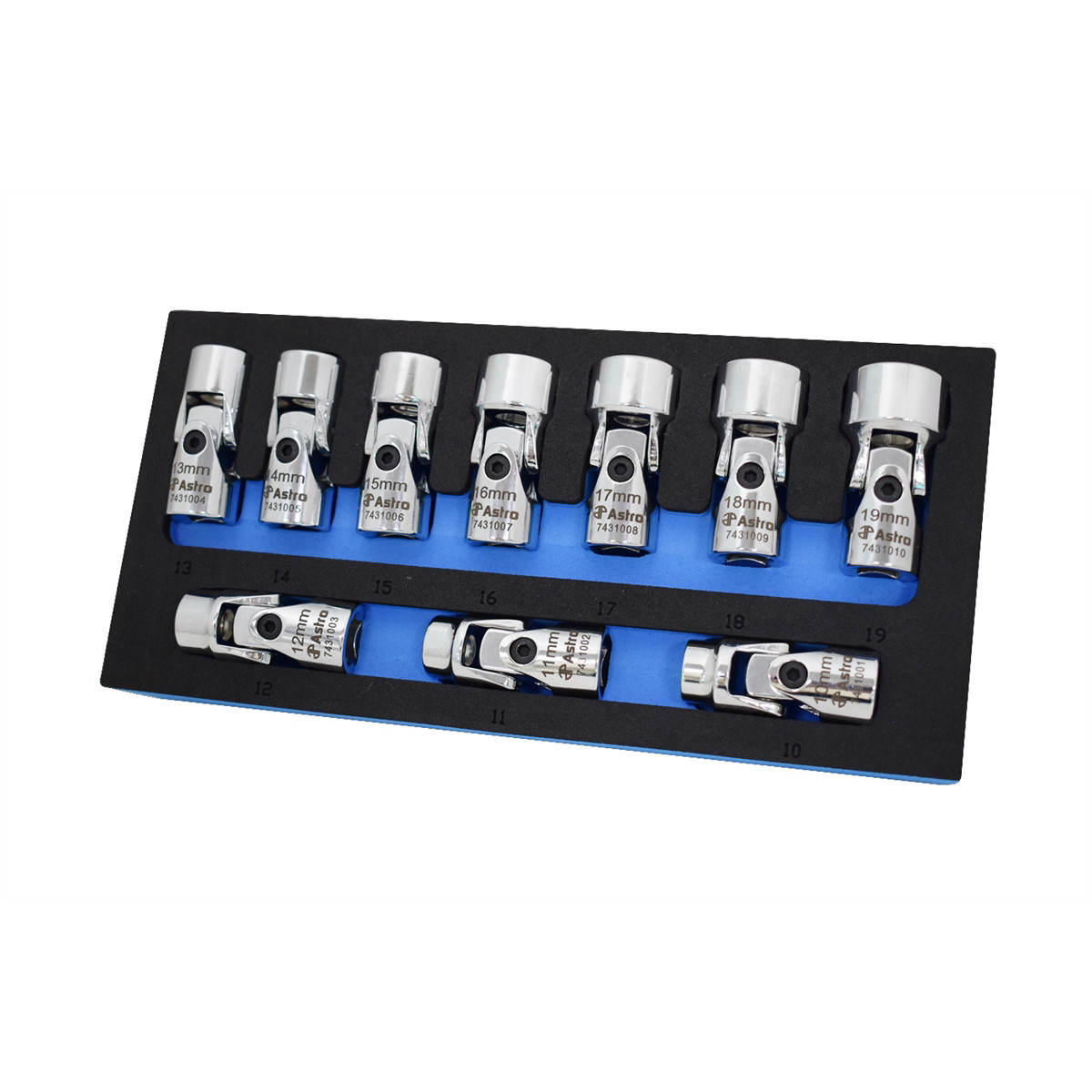 Astro Pneumatic 10pc 3/8″ Drive Flex Socket Set – 6 Point – Metric 74310