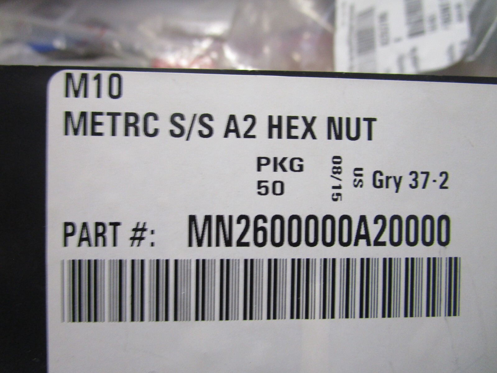 M10-1.5 DIN 934 A2-70 Stainless Steel Hex Nut QTY 10