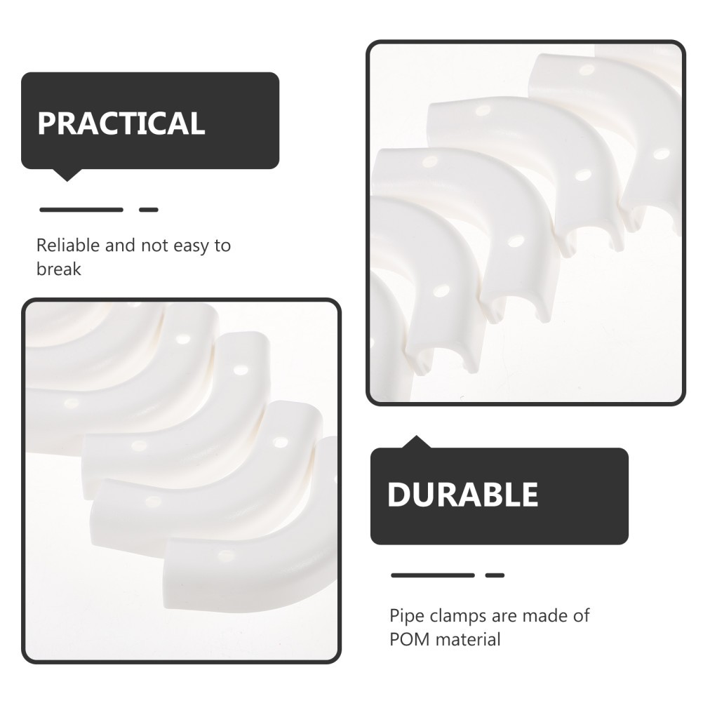 6Pcs Reusable White Pom 90 Degree Elbow Clamp for Pipe Tubing Support