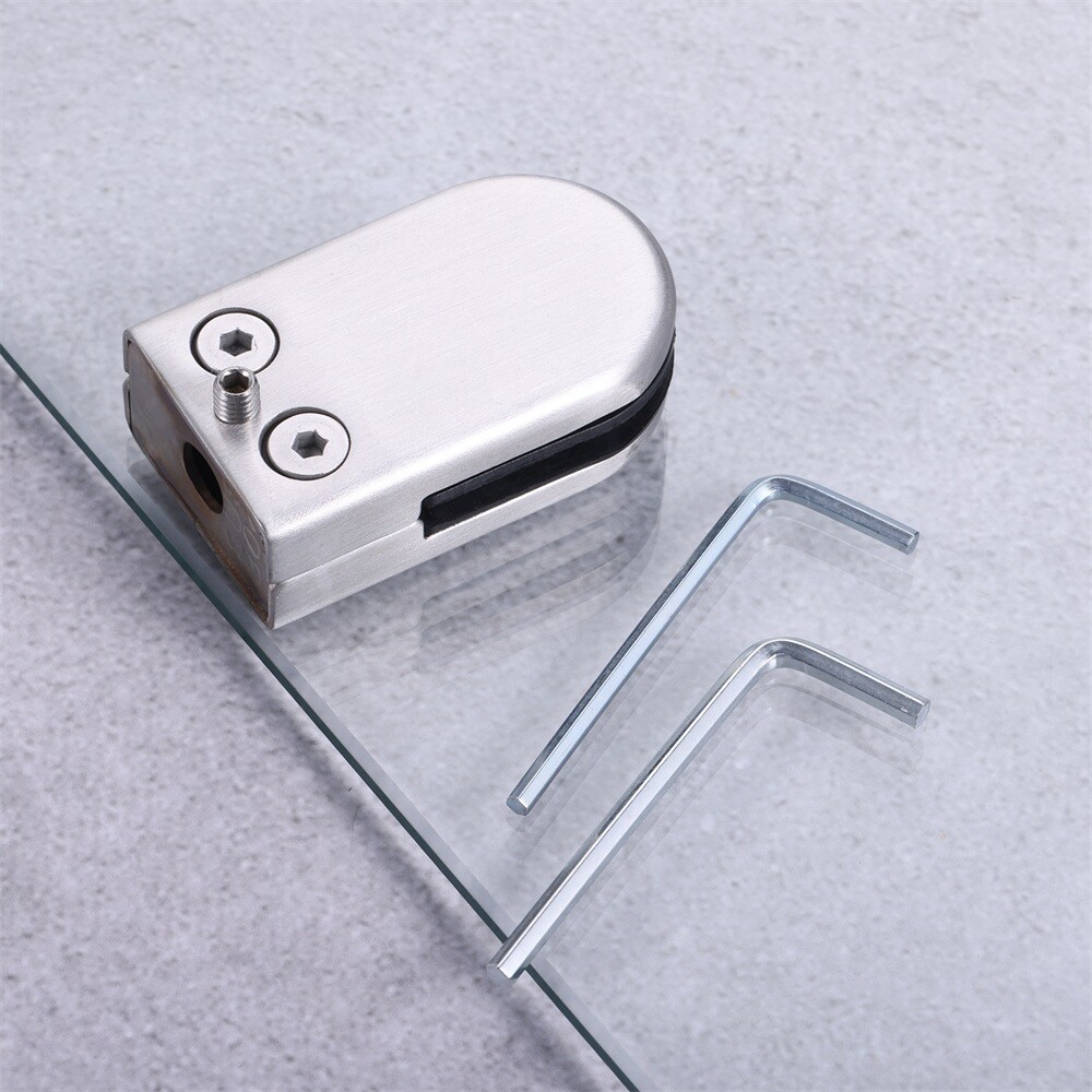 8/16Pcs Semicircle Glass Clamps Brushed Nickel 55x33x18mm for Glass Shelves