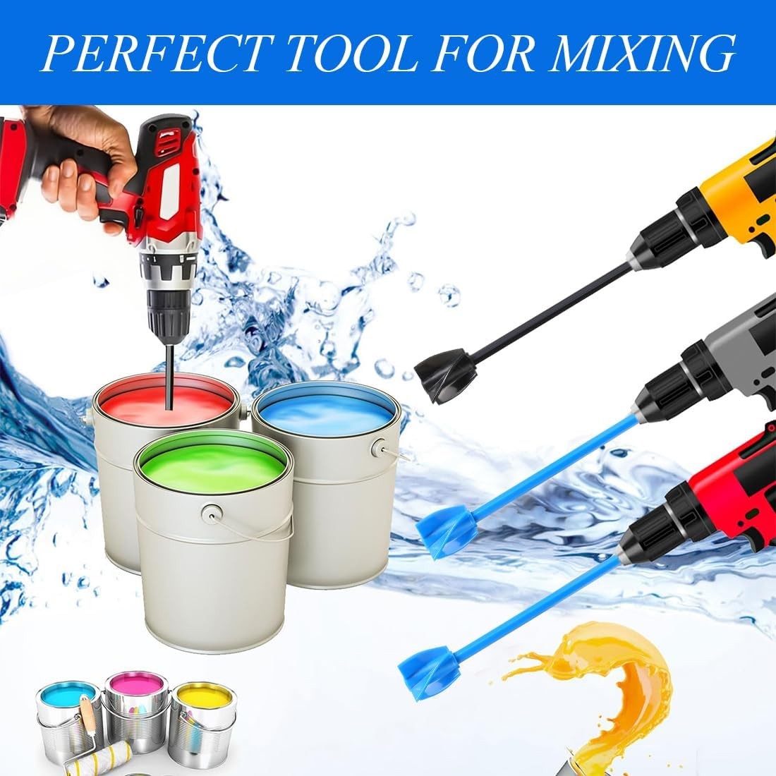 4 Pcs Resin Mixer Paddles for Drill Plastic Epoxy Mixer Reusable Paint Mixer Pai