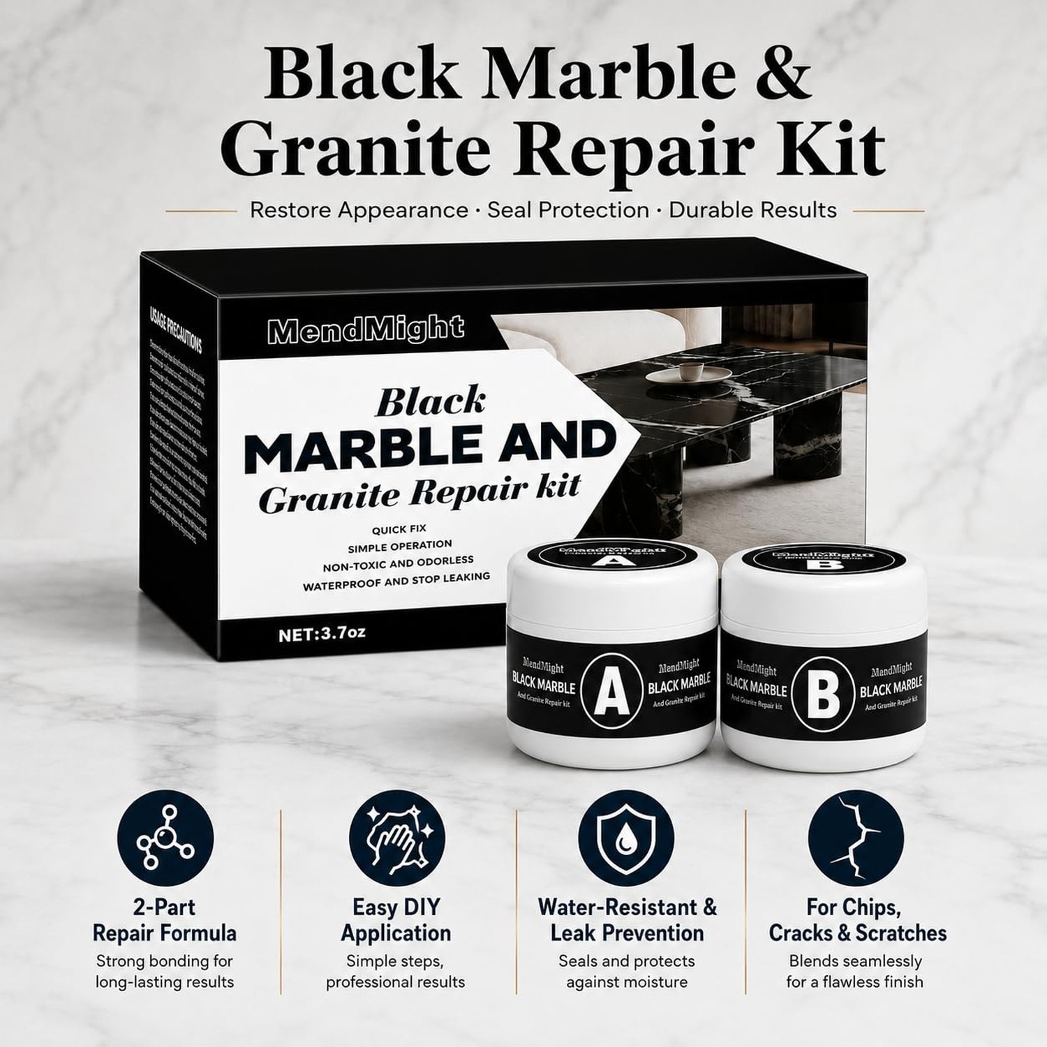 Black Quartz Countertop Repair Kit, Professional Tile, Marble and Granite Rep…
