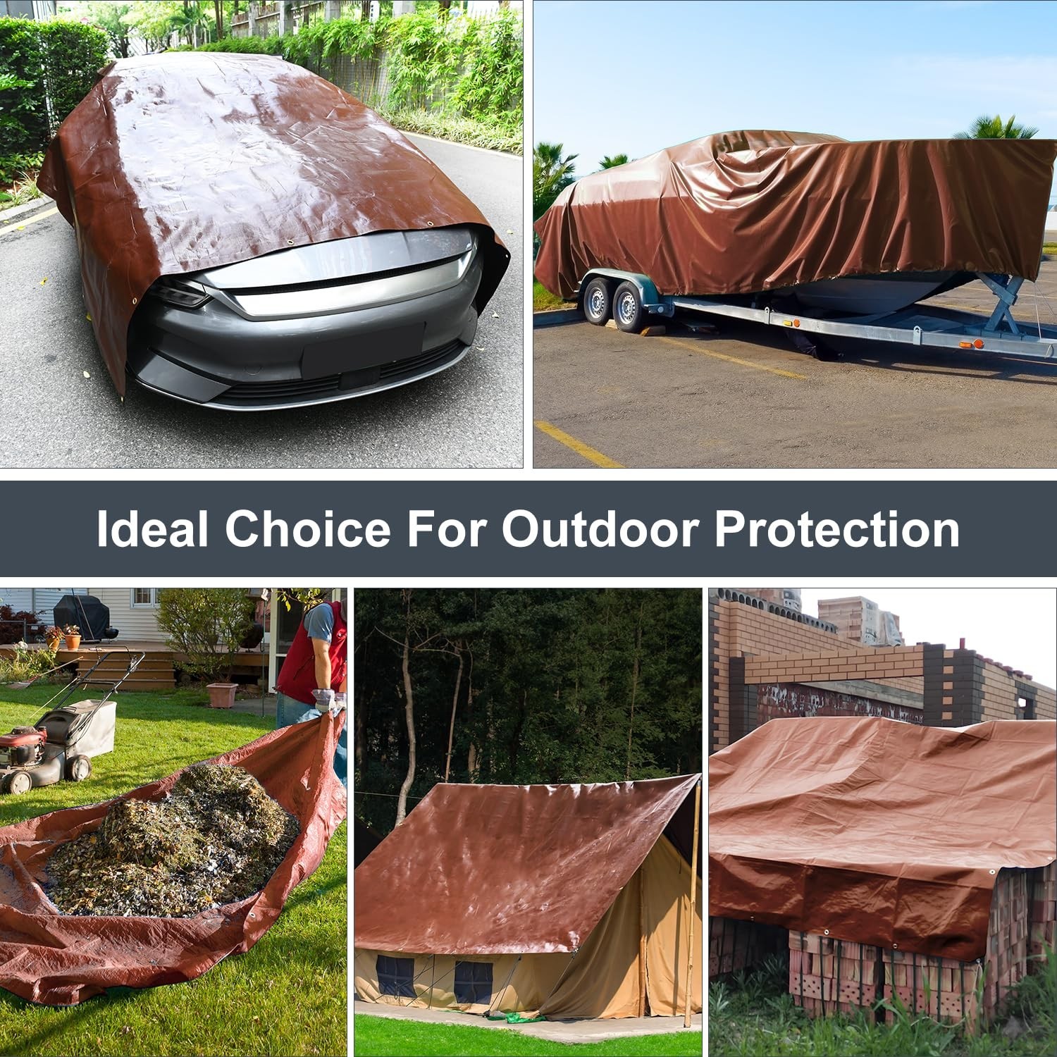 Tarp 8x10FT, 16 Mil, Heavy Duty Waterproof Tarps with Grommets Every 23.6″, 4…