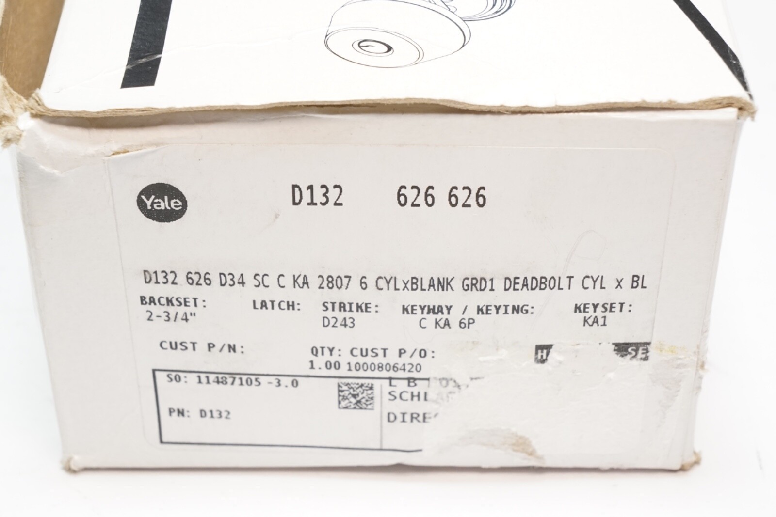 New Yale Deadlock D132 626 Grade 1, 2-3/4 Backset, 2-1/4 x 1″ Face Satin Chrome