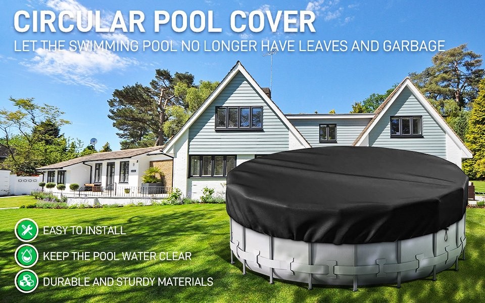 Solar Pool Cover with Rope & Ground Nails Tear Resistant Durable 21Ft Diameter
