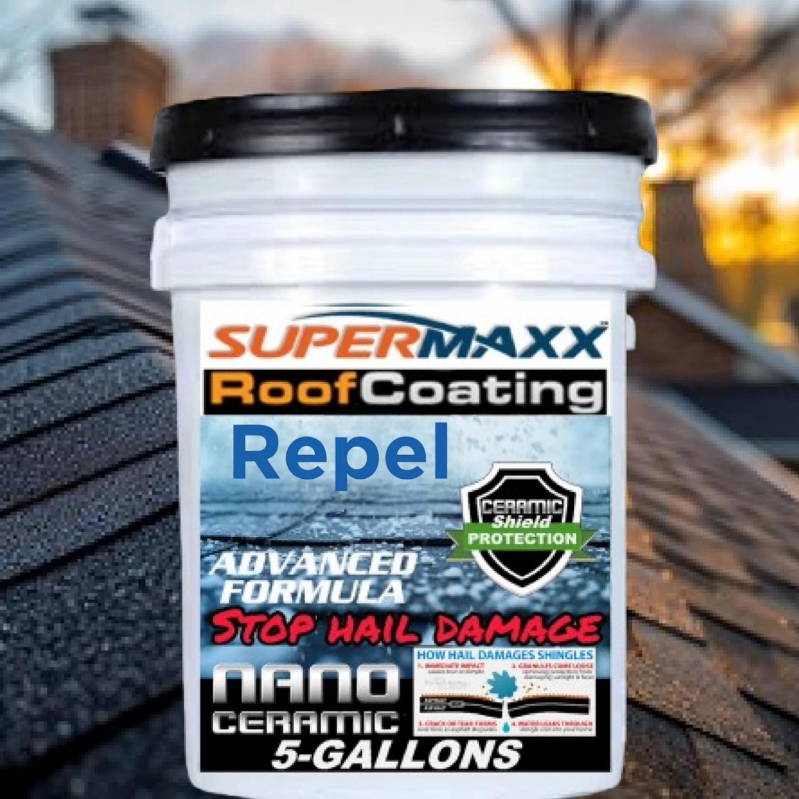 HAIL DAMAGE-RESISTANT ROOF COATING SUPERMAXX NANO ROOF COATING – 5 GALLON PAIL