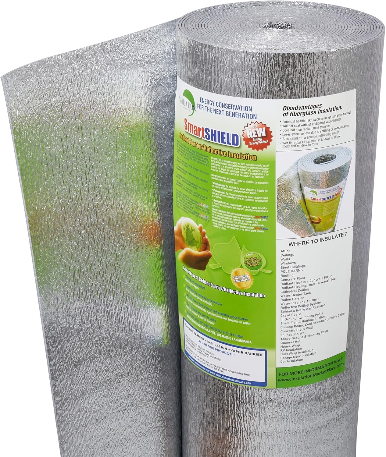 SmartSHIELD -3mm 48 Inchx50Ft Reflective Insulation roll Foam Core Radiant
