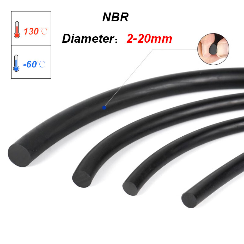 Solid NBR Nitrile Rubber Round Strip O-ring Oil Water Seal Black Diameter 2-20mm