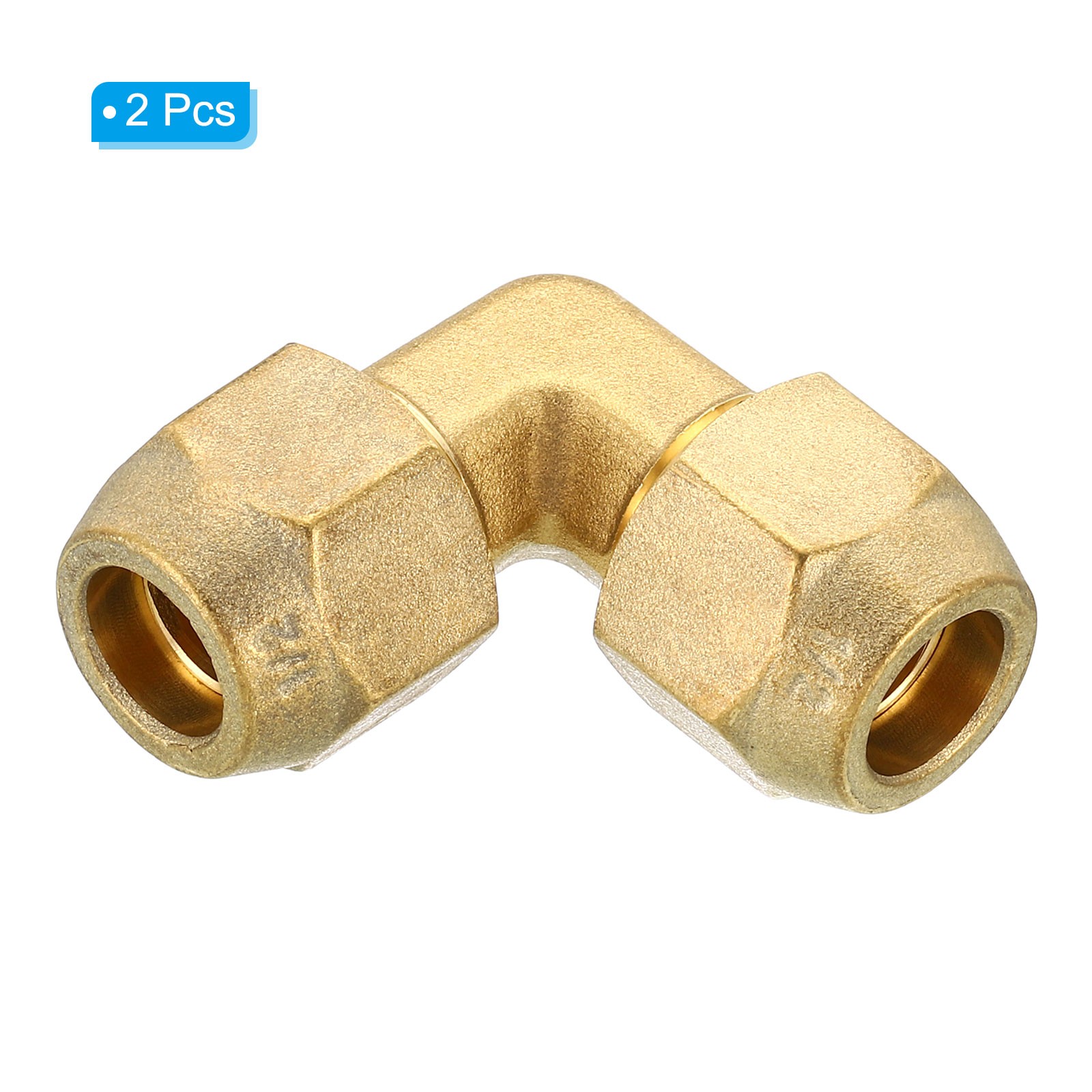 1/2″ x 1/2″ Brass Fitting, 2 Pack Flare 90 Degree Elbow Tube Fitting with Nut