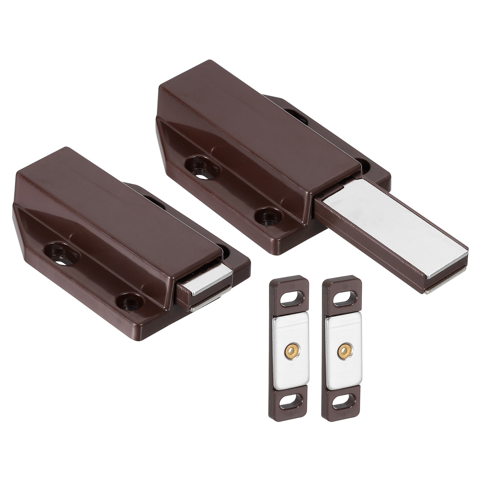 2 Pcs Magnetic Push Latches for Cabinet, 3×1.81 Inch Push to Open Latch Brown