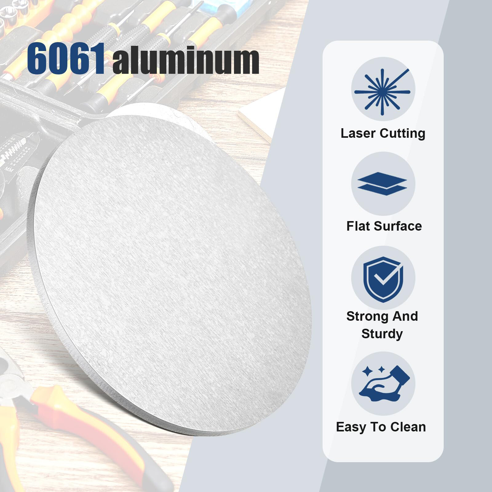 6061 Round Aluminum Sheet Disc Plate Dia 100/150/200/300mm Thick 1/2/3/4/5~10mm