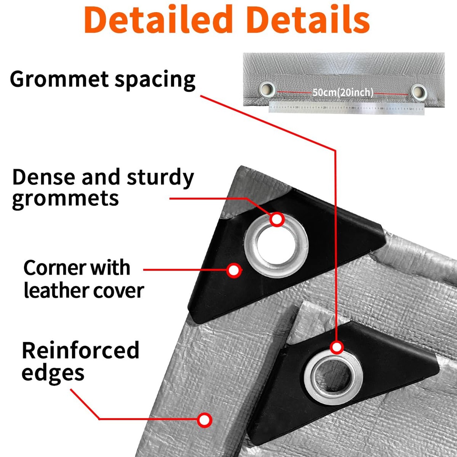 20’x20′ Heavy Duty Tarp, 10Mil Silver Waterproof Tarps with Grommets, UV Resi…