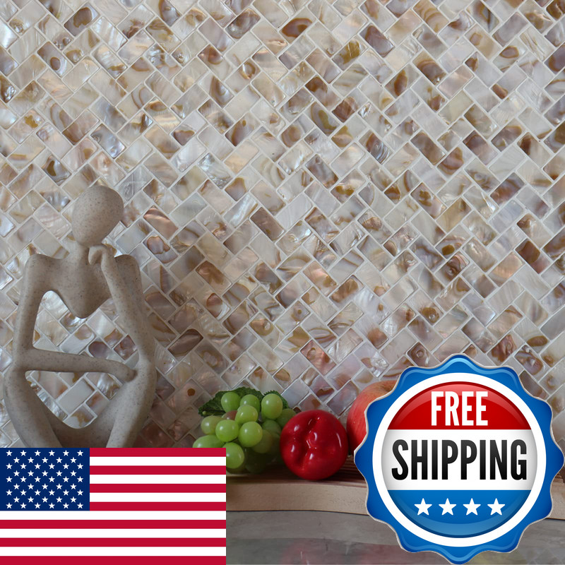 Mop Pearl Shell Mosaic Herringbone Tile Are Used For Kitchen Backsplashes And