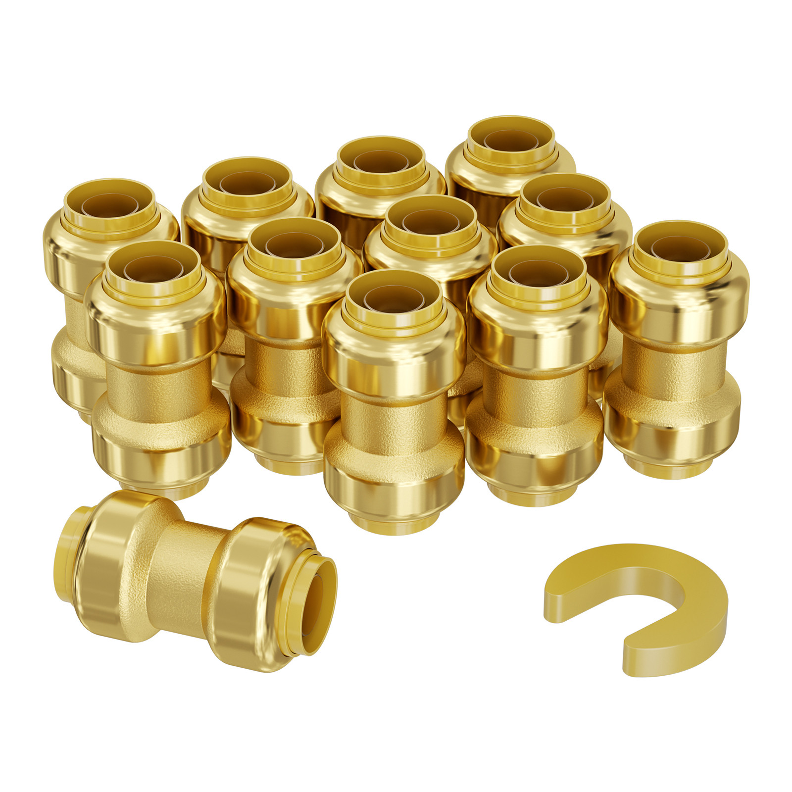 Pipe Fittings 1/2″ 12PCS Brass Fittings Straight Push-Fit for Air System