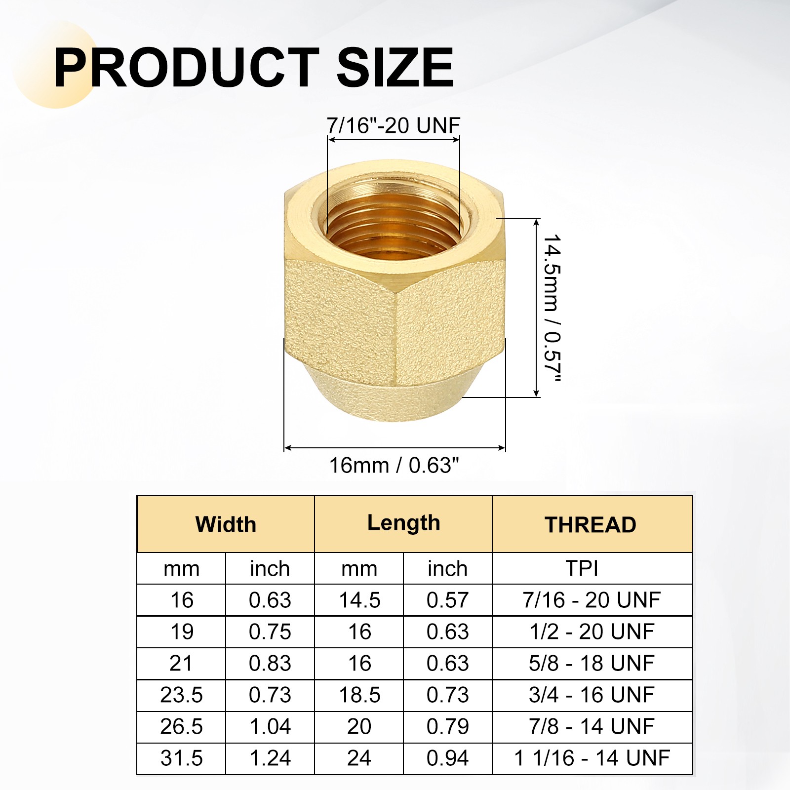 2Pcs 1/4″ Tube OD Brass Flare Cap 7/16″-20 UNF Female Thread SAE Pipe Fitting