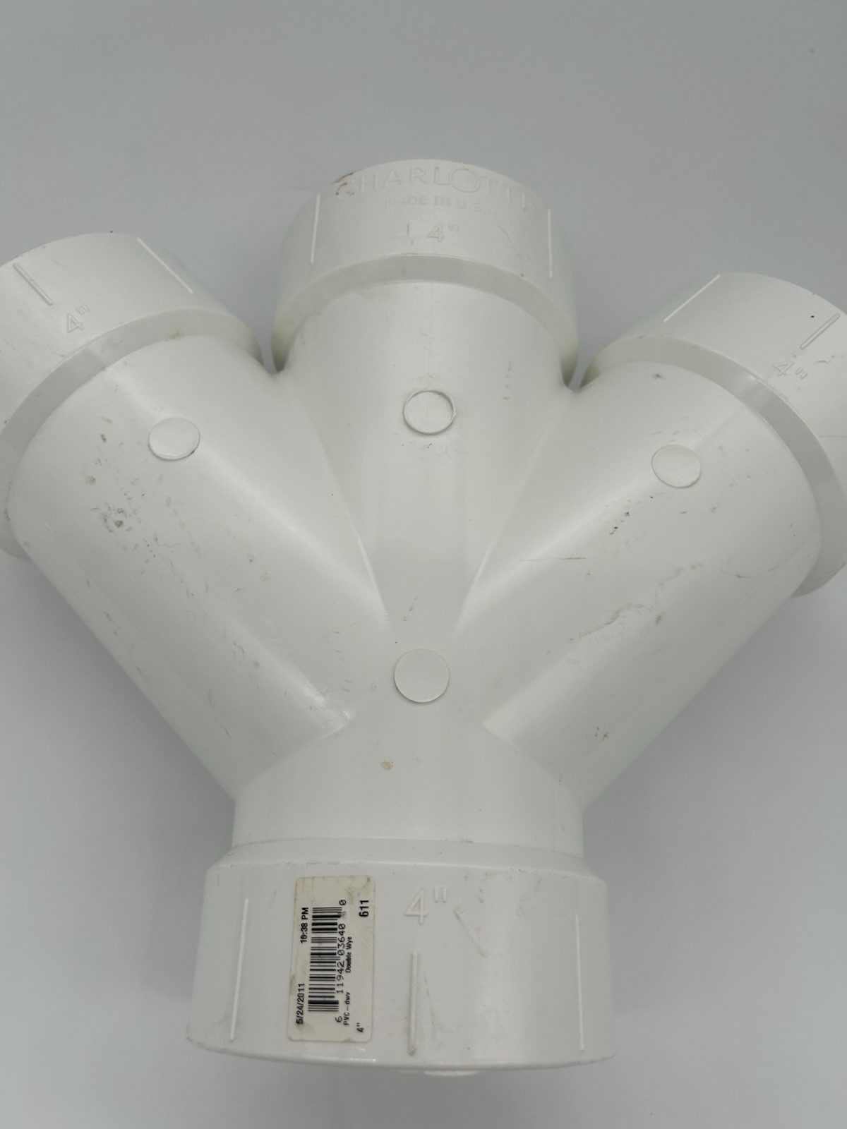 Charlotte Pipe Pipe Fitting 3″ White Triple Wye Double Wye PVC Made In USA