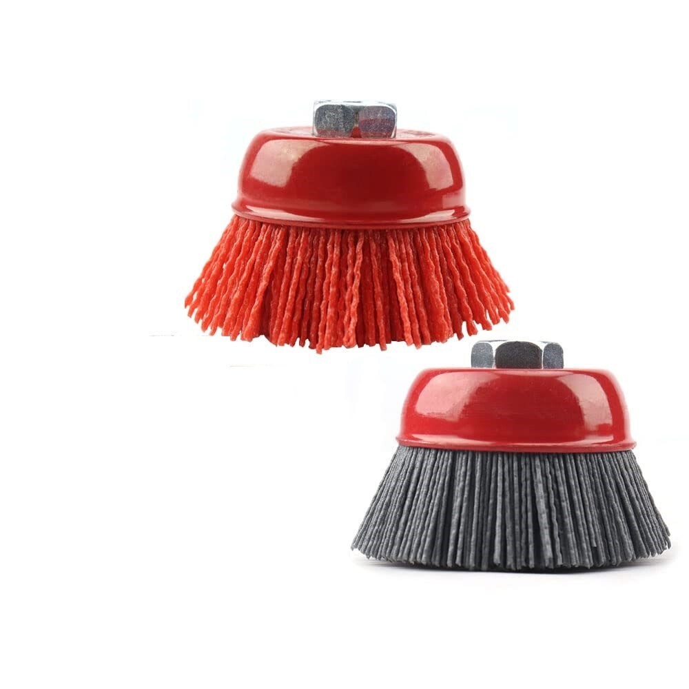 3″ Nylon Wire Brush Set Grit 80 & 180 Metal Wood Tile Plastic