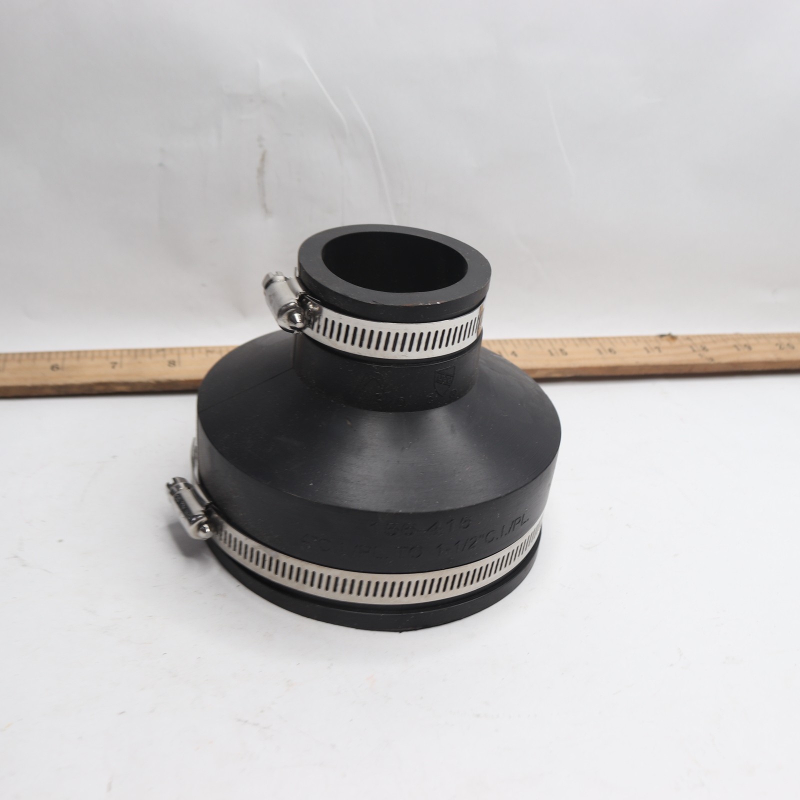 Flexible Reducing Coupling w/ Stainless Steel Clamps PVC Black 156-415