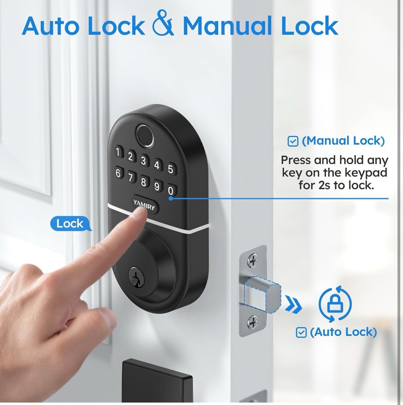 Yamiry Keypad Smart Door Knob Lock, Keyless Entry Lock for Matte Black