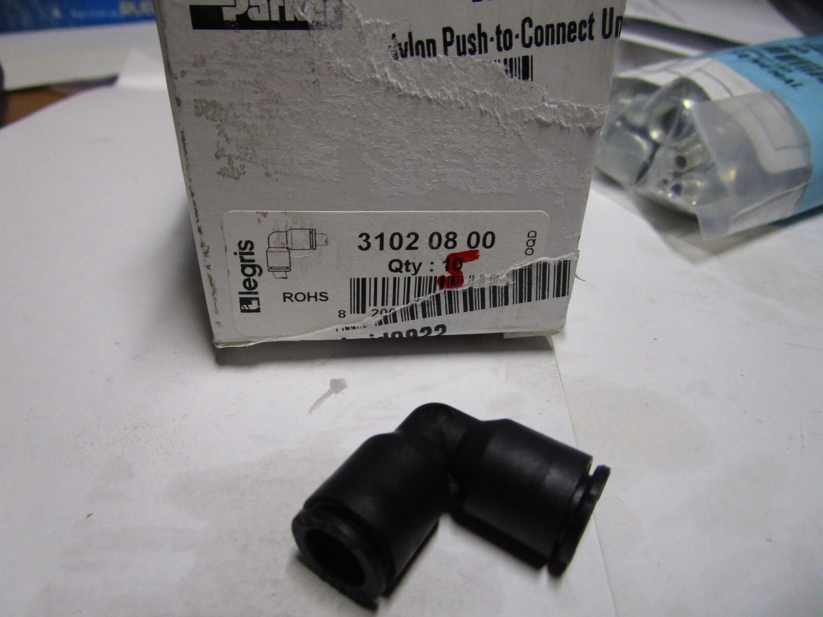 Legris Push-to-Connect Elbow 5/16 in or 8mm Tube Size Nylon Black QTY 5