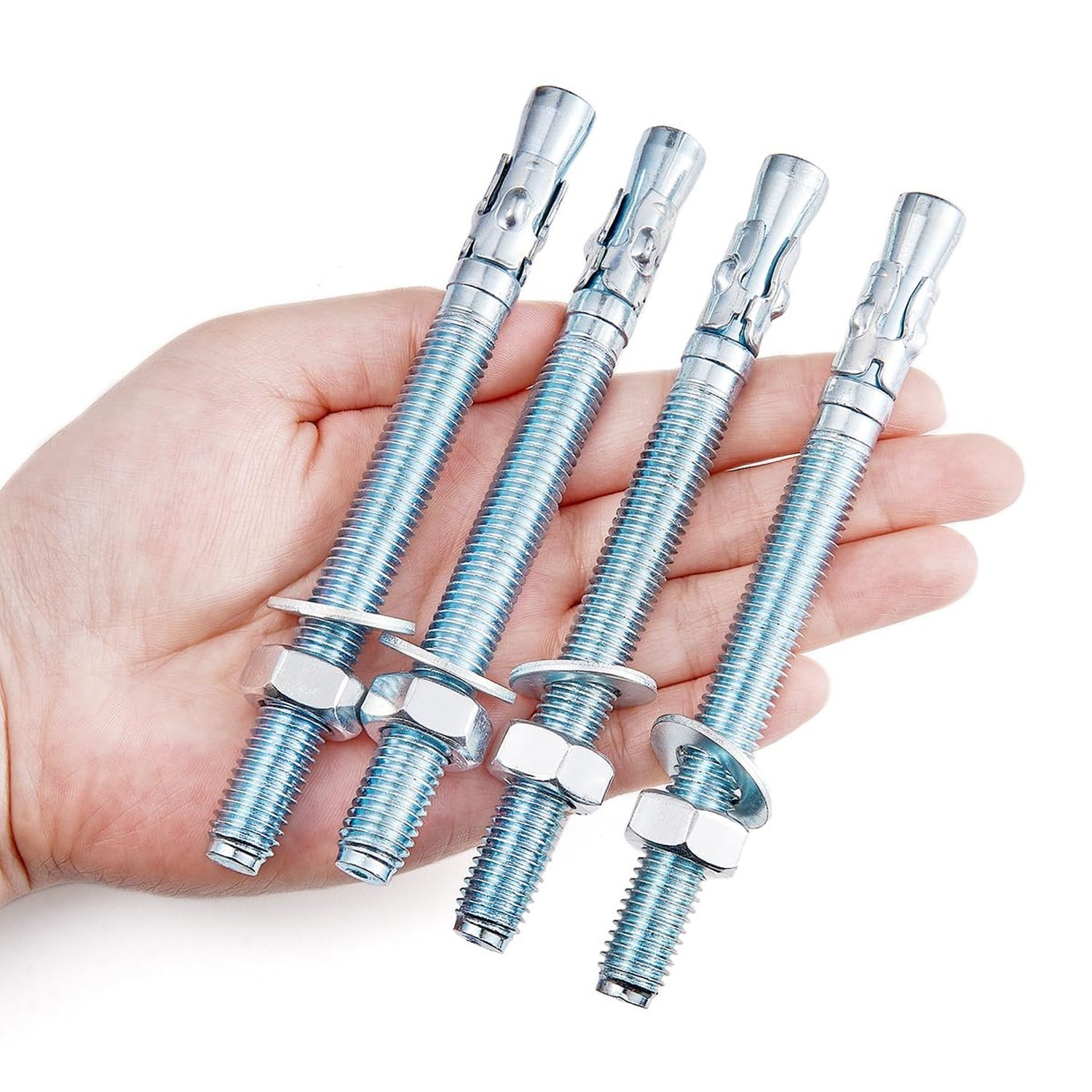 10 Pcs 1/2″ x3-1/4 Wedge Anchors Zinc Coated for Heavy Duty Concrete Wall Anc…