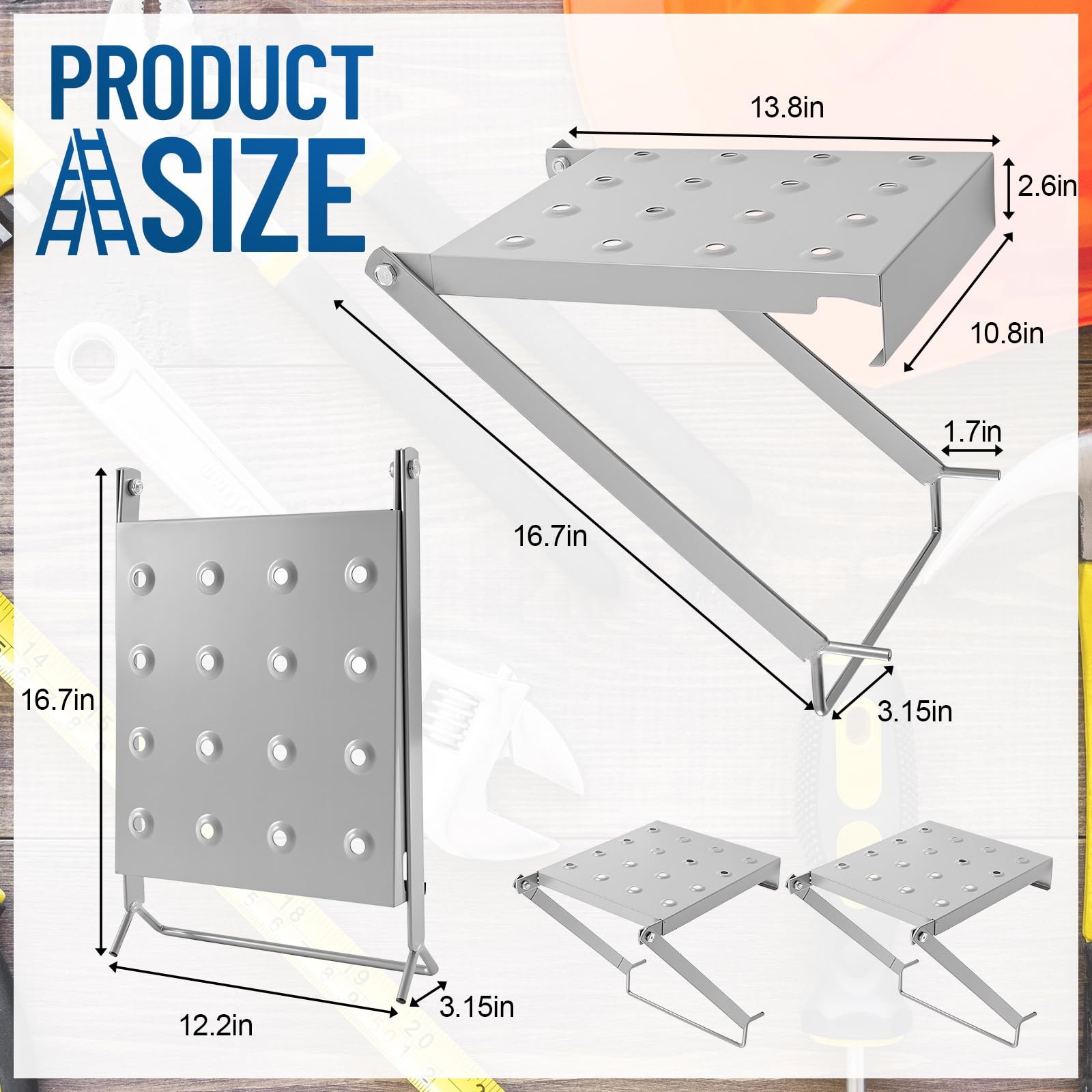 Leifide 1 Pcs Ladder Work Platform 400 Lbs Heavy Duty Non-Slip Platform Tray