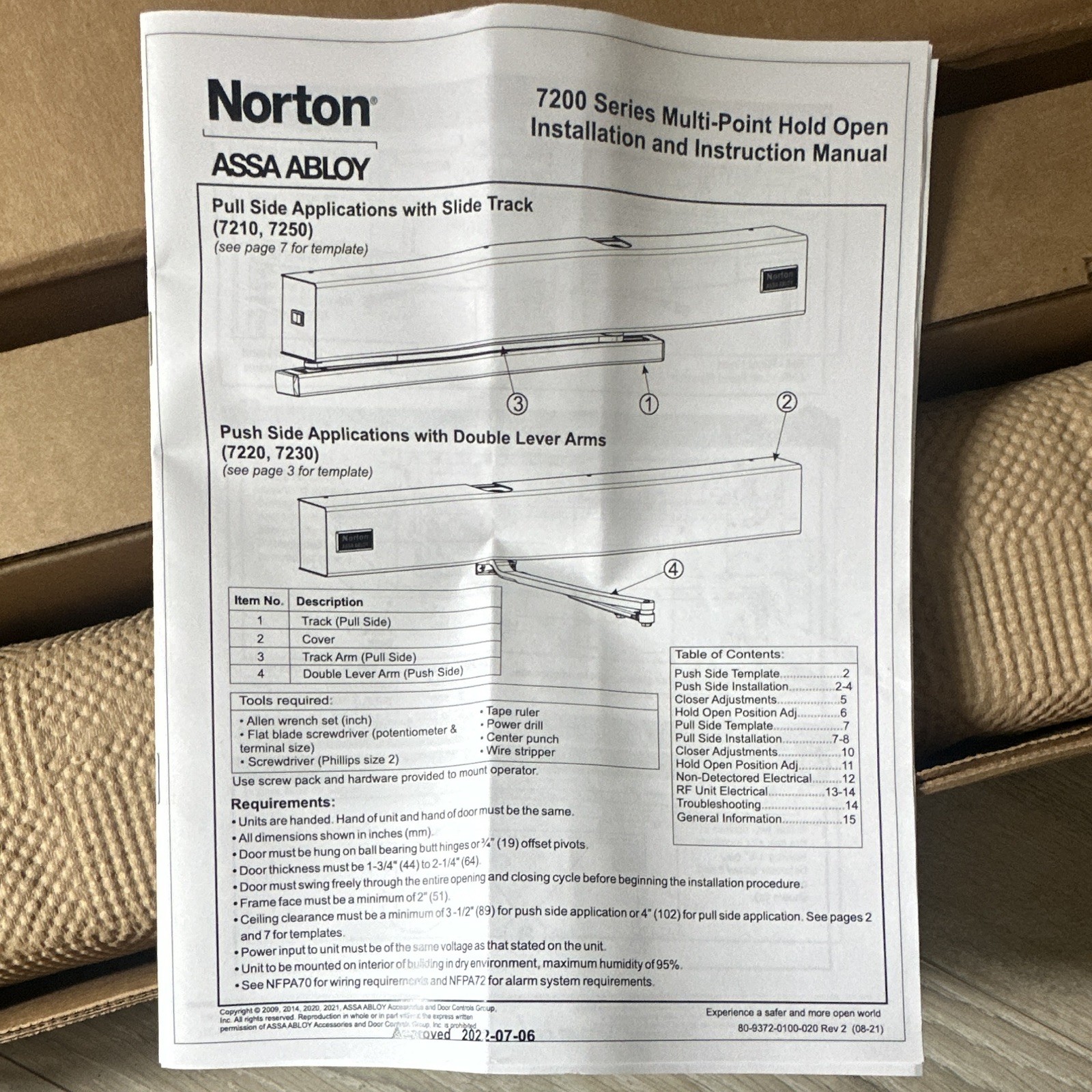 Norton Rixson 7200 Series Multi-Point Hold Open Door Closer RH Gray 7224MPS0