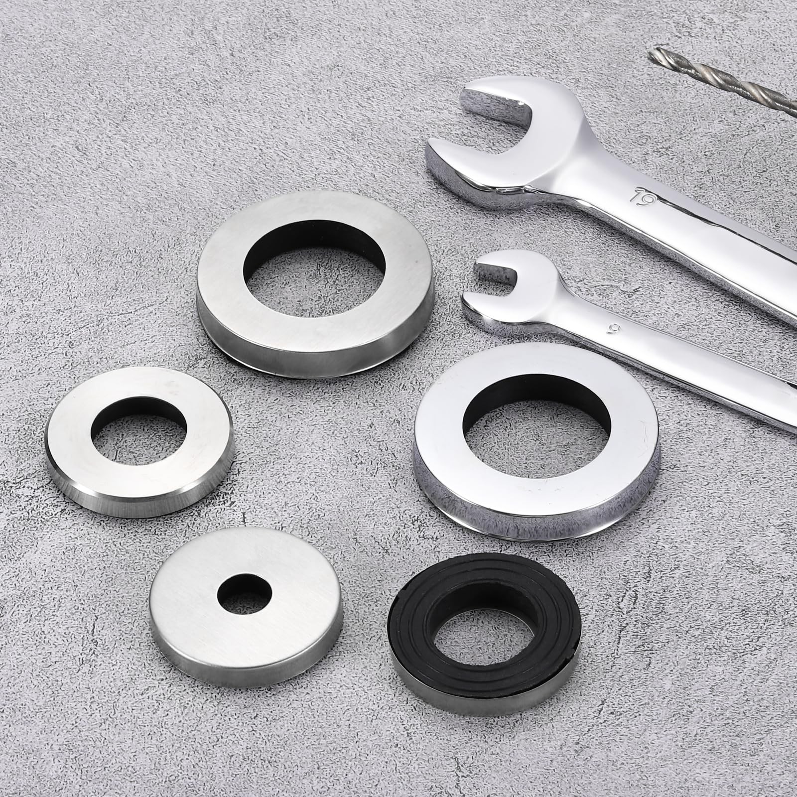 uxcell 2Pcs Faucet Base Rings, 2.13″x1.26″(OD x ID) Stainless Steel Silver