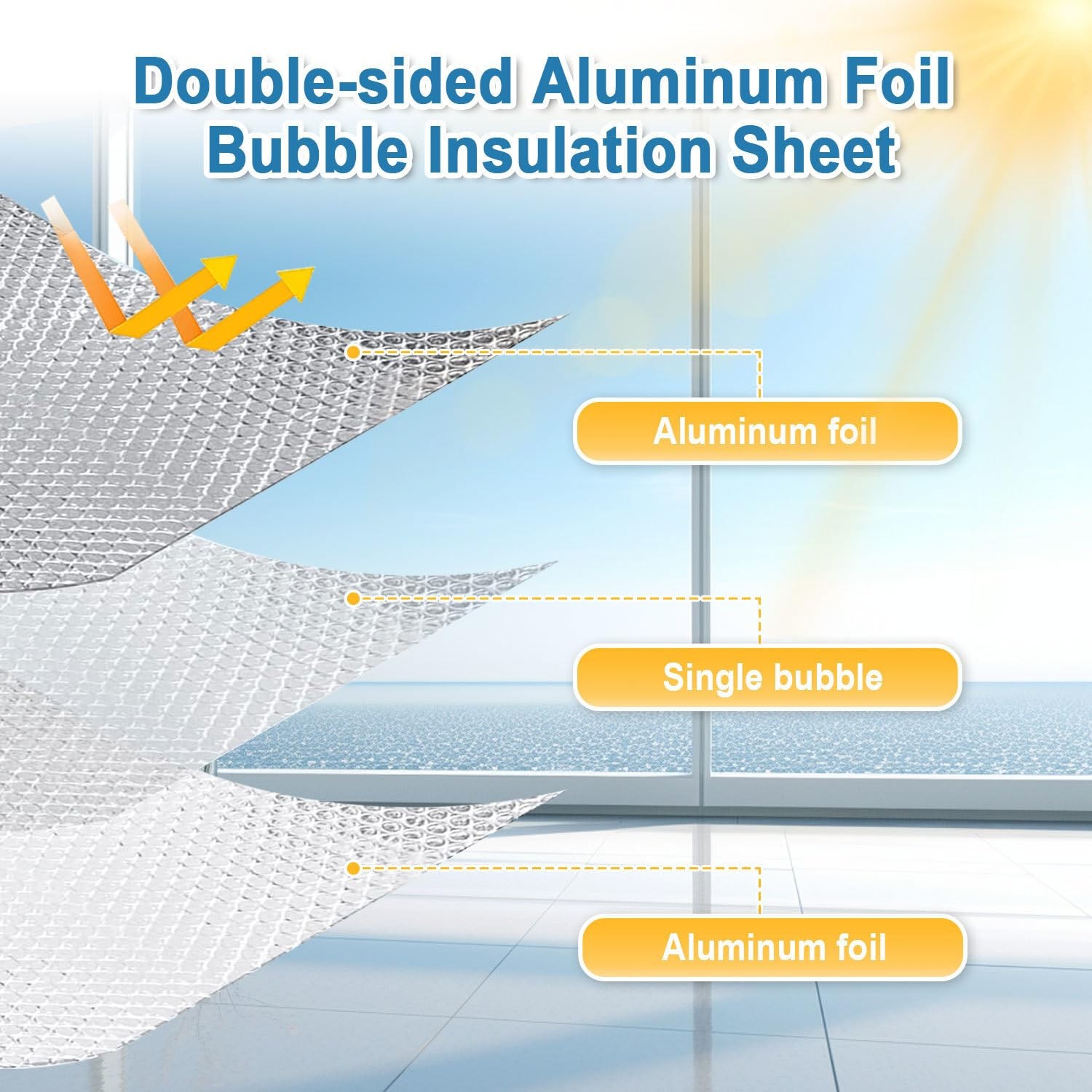 48″ x 10 Ft Window Insulation Kit, 3mm Bubble Reflective Aluminum Foil for Wi…