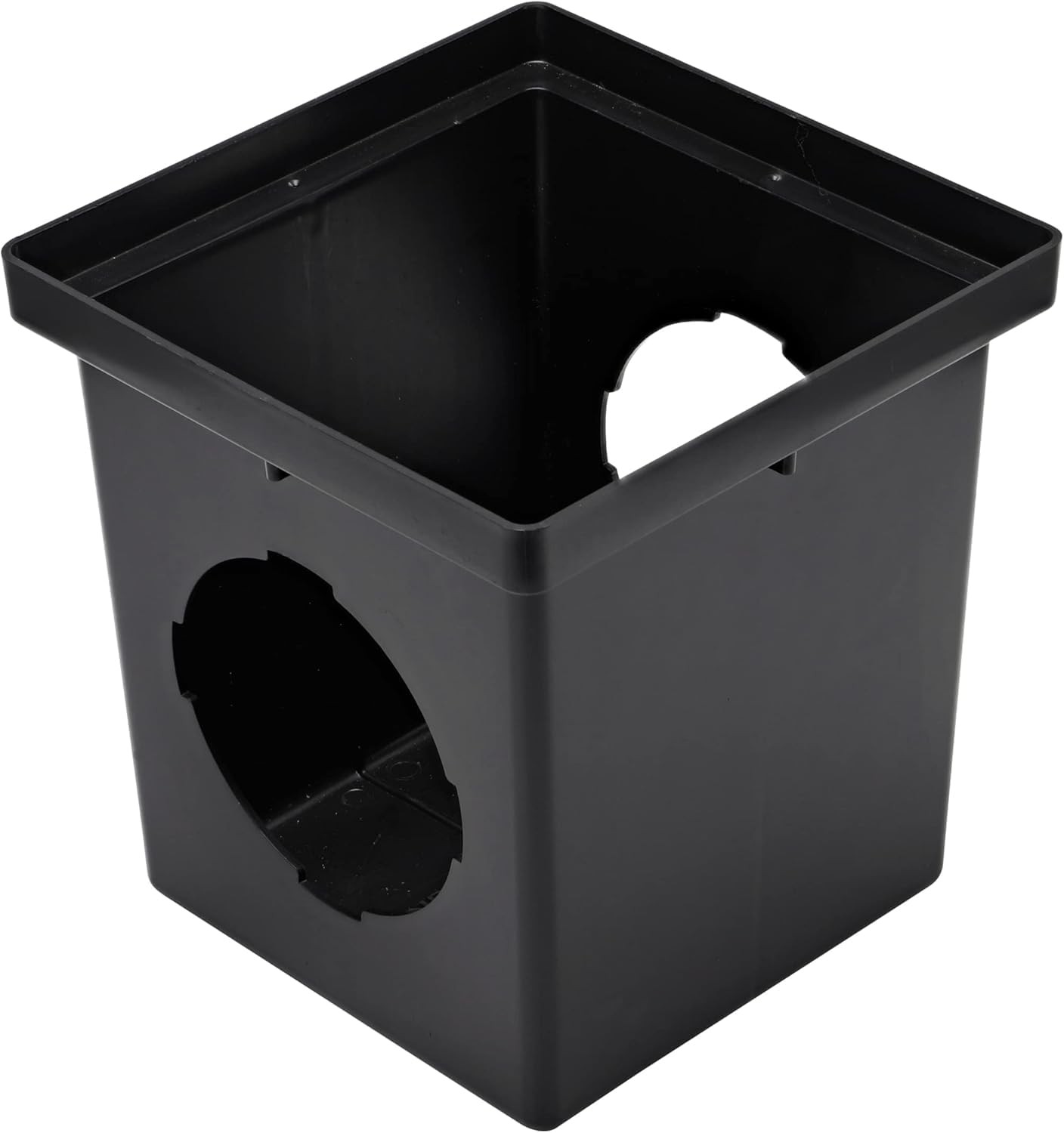 NDS 1200 Square Catch Basin Drain with 2 Openings, Connect to 3 Inch, 4 Black