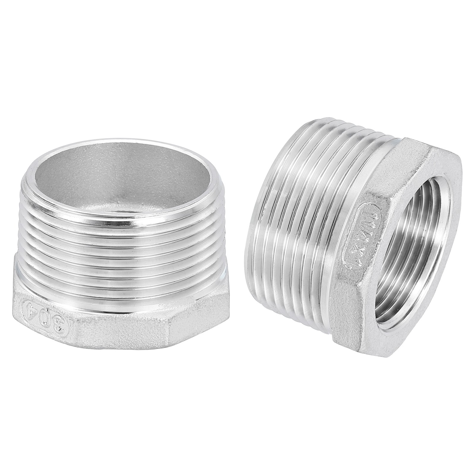 2Pcs 1-1/4″ Male to 1″ Female NPT 304 Stainless Steel Reducer Hex Bushing