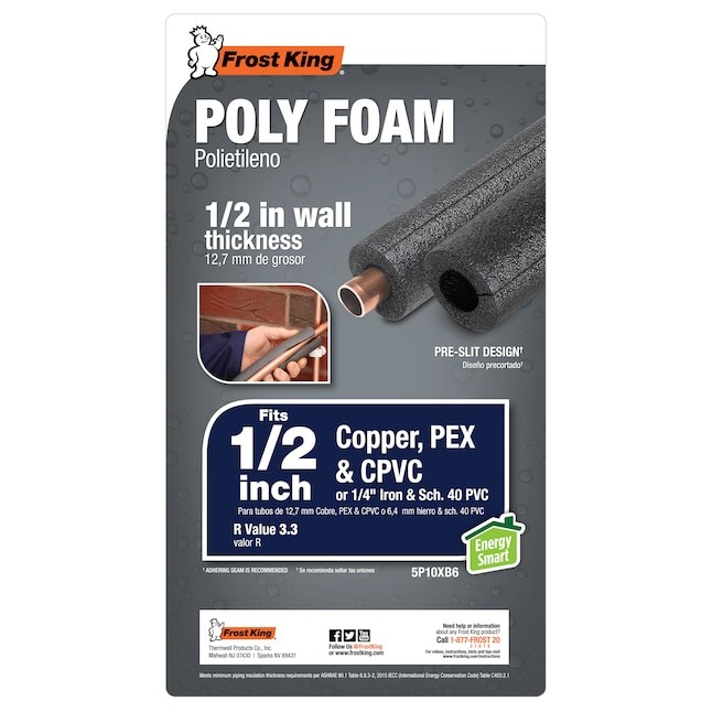 Frost King 6-ft Foam Tubular pipe insulation for 1/2-in Pipe