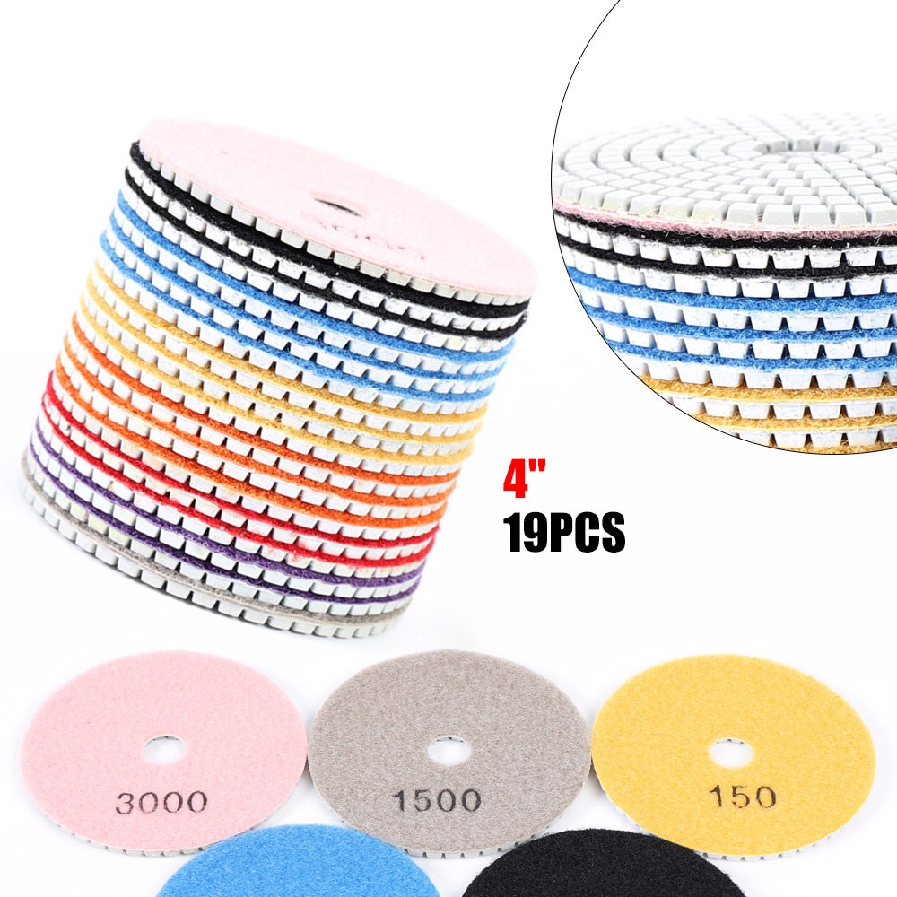 Diamond Polishing Pads 19 Piece Wet Dry Set For Stone Marble Granite Polish