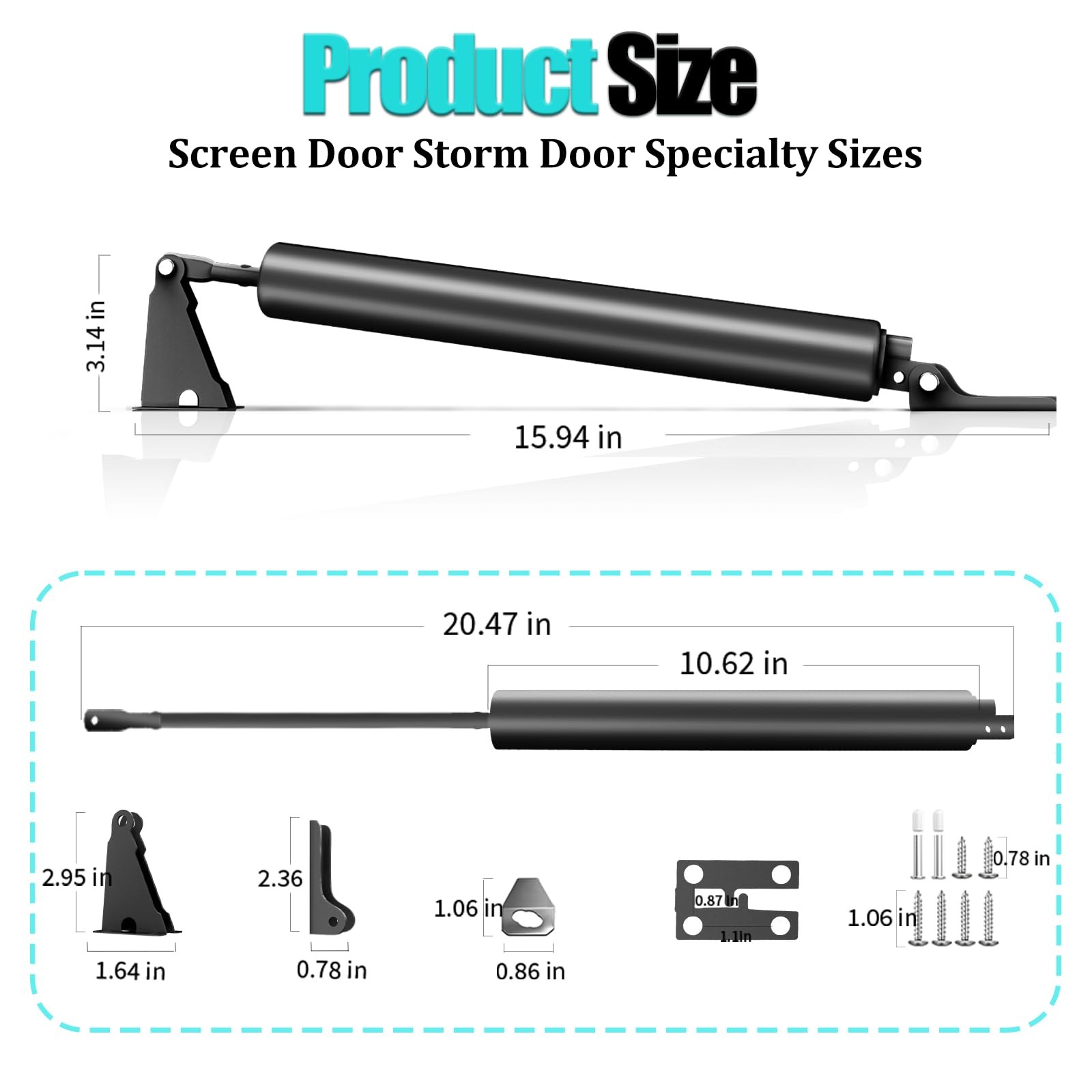 Heavy Duty Pneumatic Door Closer Adjustable Screen Storm Metal Wood Door