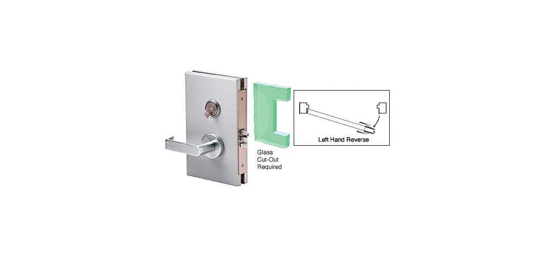 Brushed Stainless 6″ x 10″ LHR Center Lock With Deadlatch in Class Room Function