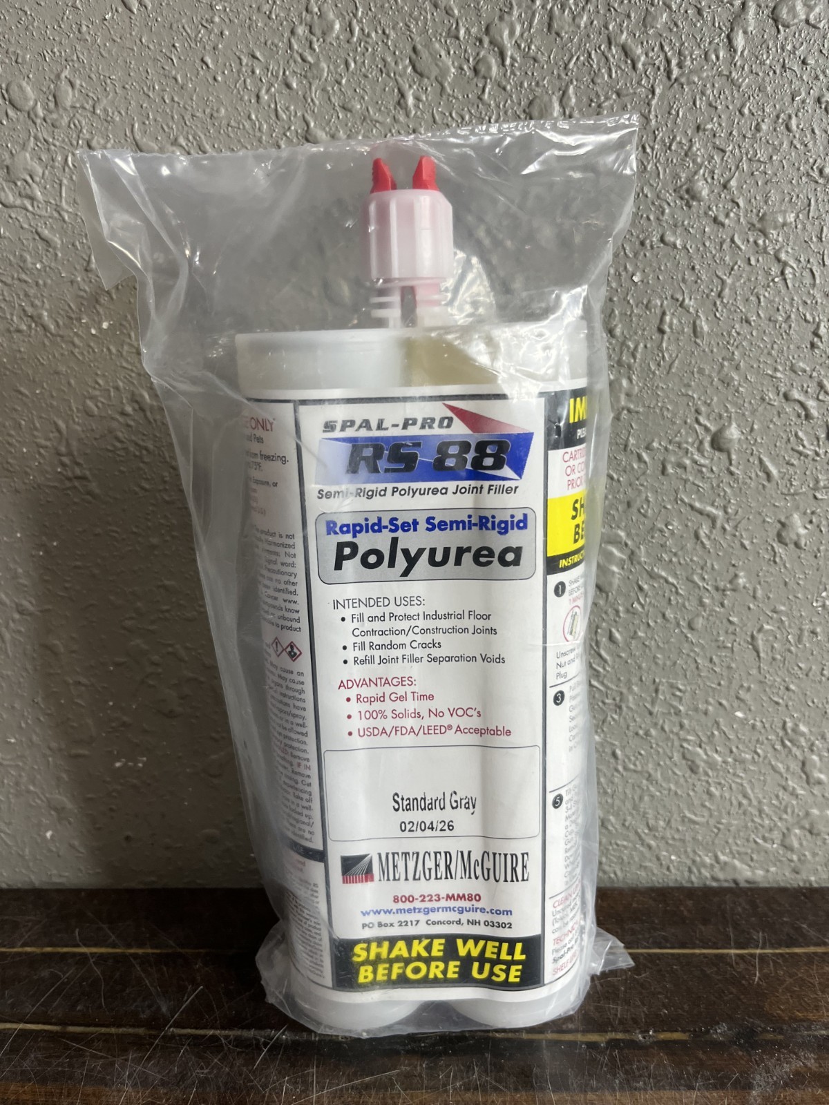 Metzger/McGuire Spal-Pro RS 88 Polyurea Joint Filler Standard Gray 600ml Cartrid