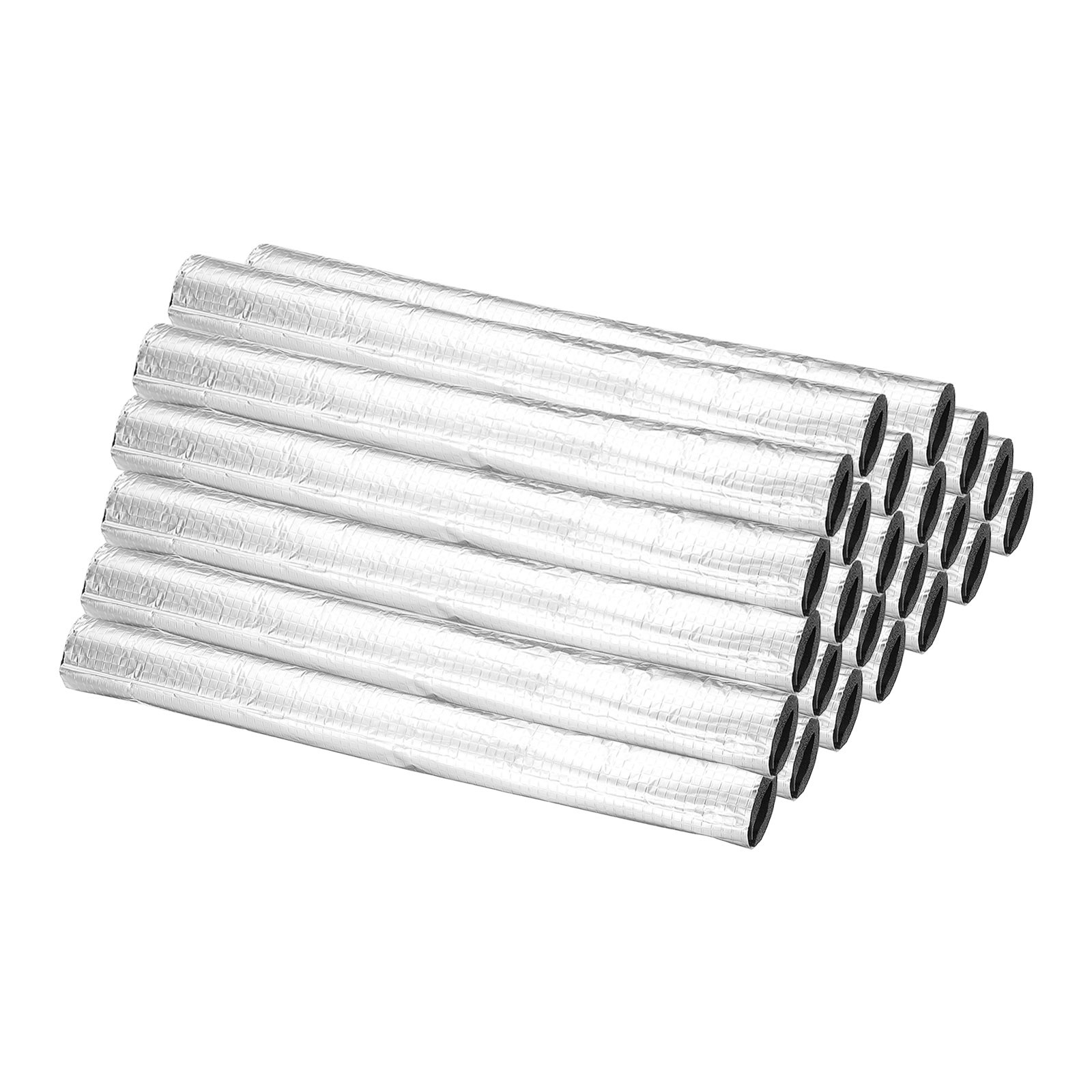 15.7″Lx0.9″IDx0.4″T Pre Slit Self Adhesive Foam Pipe with Aluminum Foil, 24Pcs