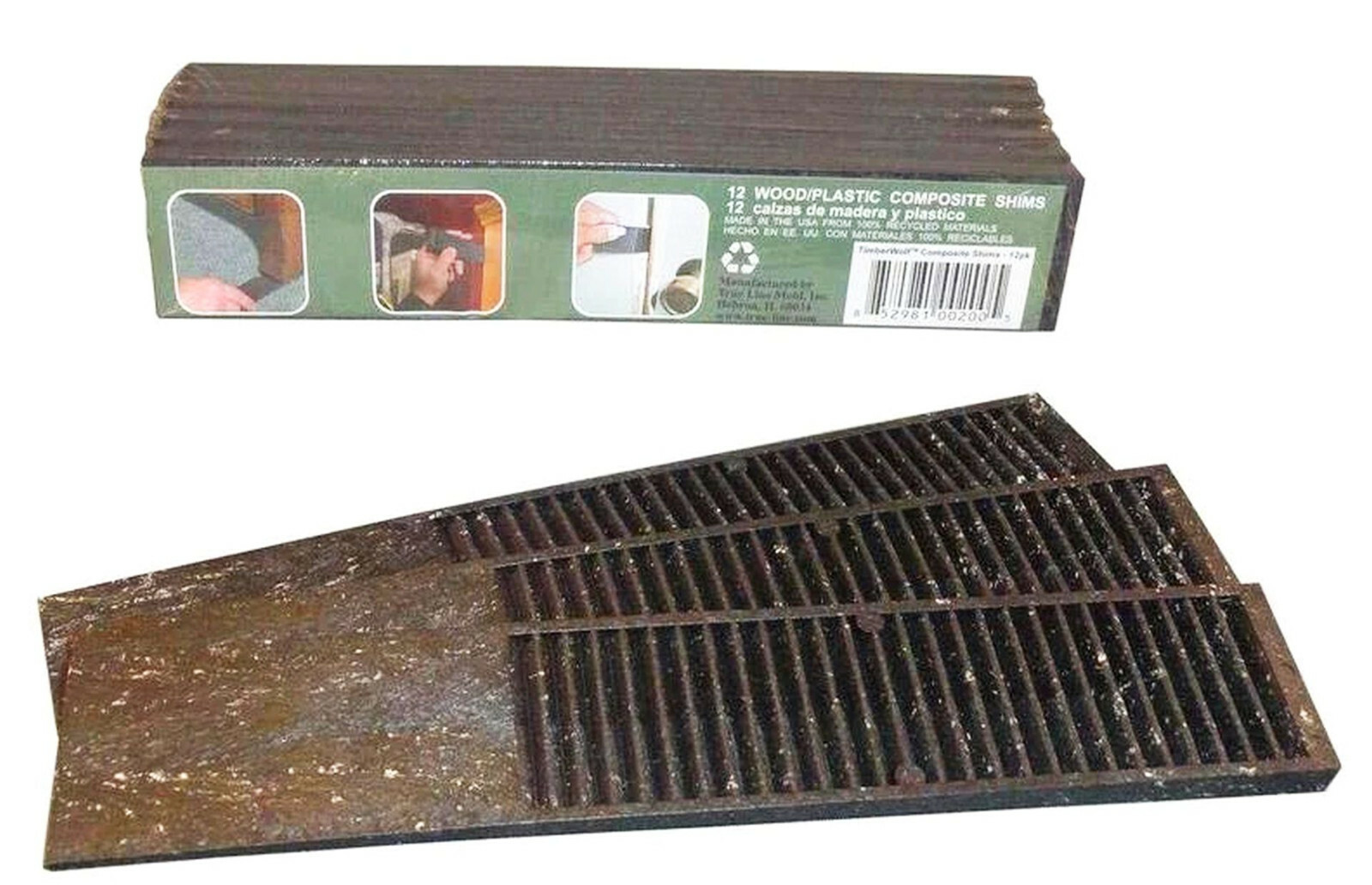 12 Composite leveling Shims 8″ inx1.5″ in Snap Off Timberwolf SHM1-12-TW