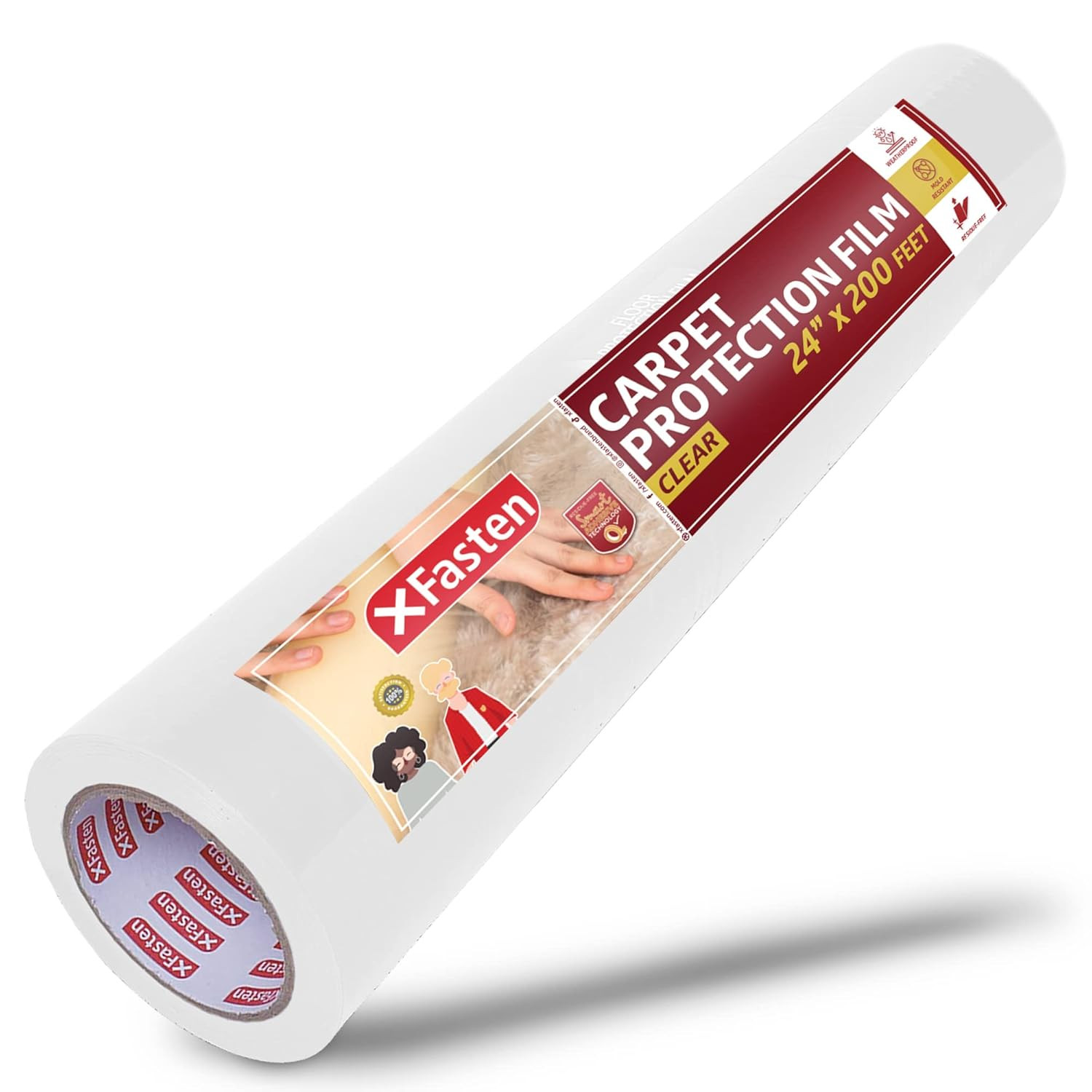 Clear Floor Protection Film 24″x200′ Self-Adhesive for Hardwood & Carpets